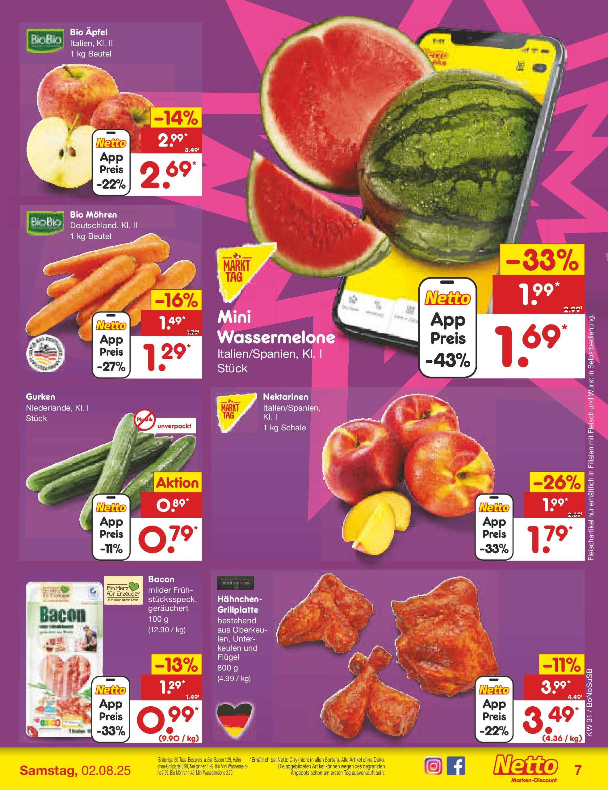 Netto Marken-Discount prospekt Herne (ab 28.07.2025) » Angebote | Seite: 7 | Produkte: Hahnchen, Äpfel, Mohren, Fleisch Netto Marken-Discount prospekt Herne (ab 28.07.2025) » Angebote | Seite: 7 | Produkte: Hahnchen, Äpfel, Mohren, Fleisch