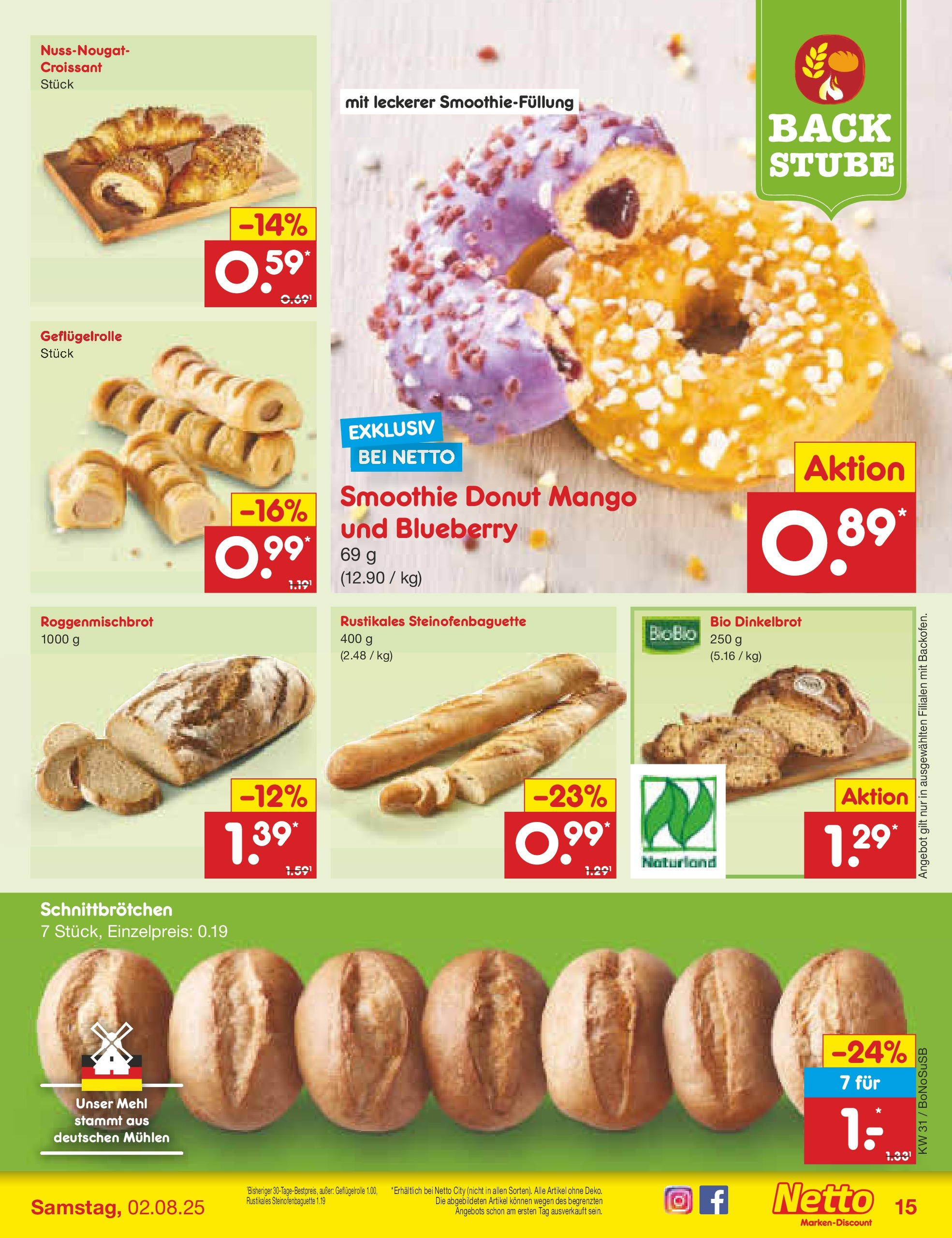 Netto Marken-Discount prospekt Herne (ab 28.07.2025) » Angebote | Seite: 20 | Produkte: Mehl, Croissant, Mango Netto Marken-Discount prospekt Herne (ab 28.07.2025) » Angebote | Seite: 20 | Produkte: Mehl, Croissant, Mango
