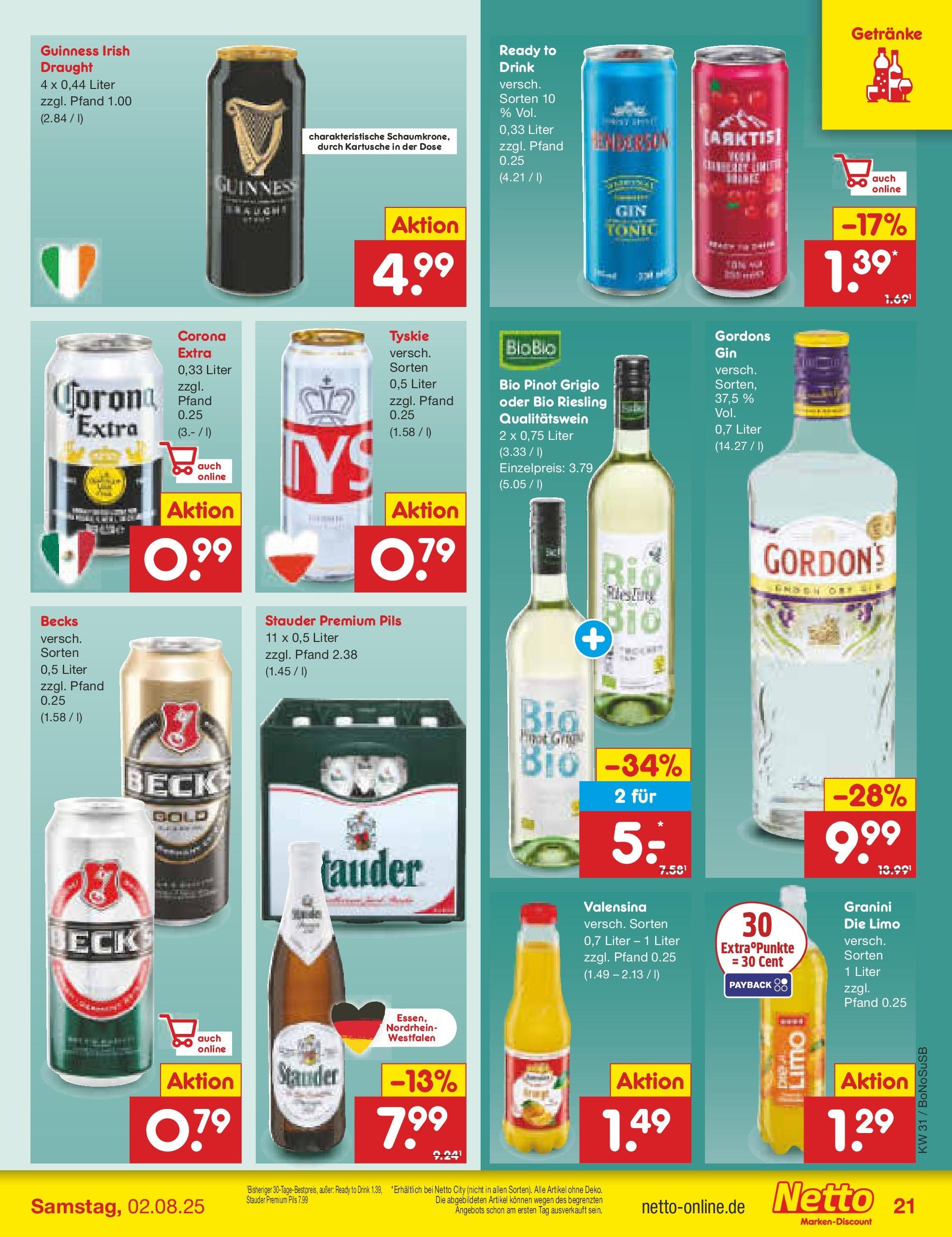 Netto Marken-Discount prospekt Herne (ab 28.07.2025) » Angebote | Seite: 28 | Produkte: Tyskie, Valensina, Granini, Granini die limo Netto Marken-Discount prospekt Herne (ab 28.07.2025) » Angebote | Seite: 28 | Produkte: Tyskie, Valensina, Granini, Granini die limo