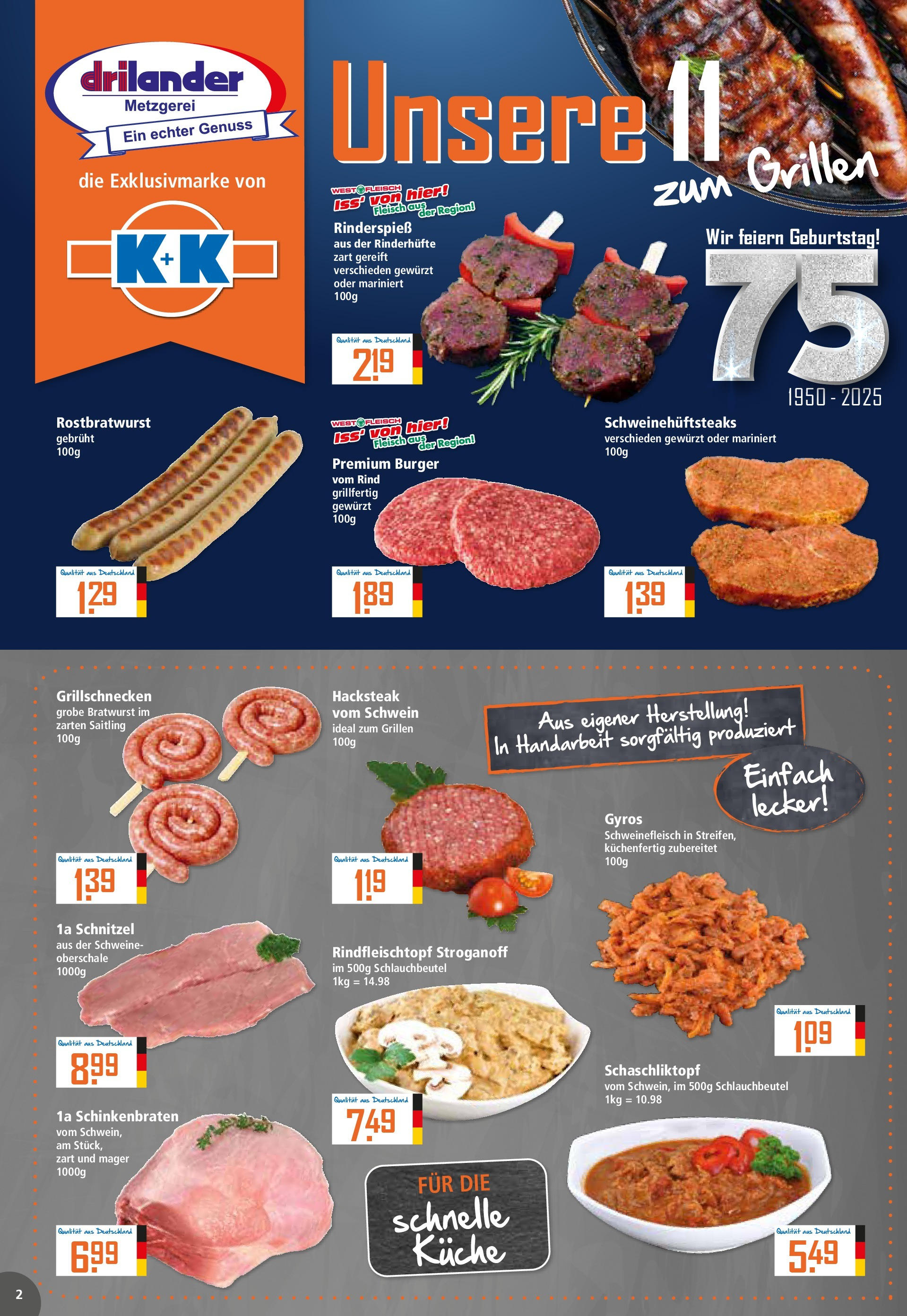 Klaas & Kock - K+K: Wochenangebote (ab 03.08.2025) zum Blättern | Seite: 2 | Produkte: Bratwurst, Küche, Schnitzel, Fleisch