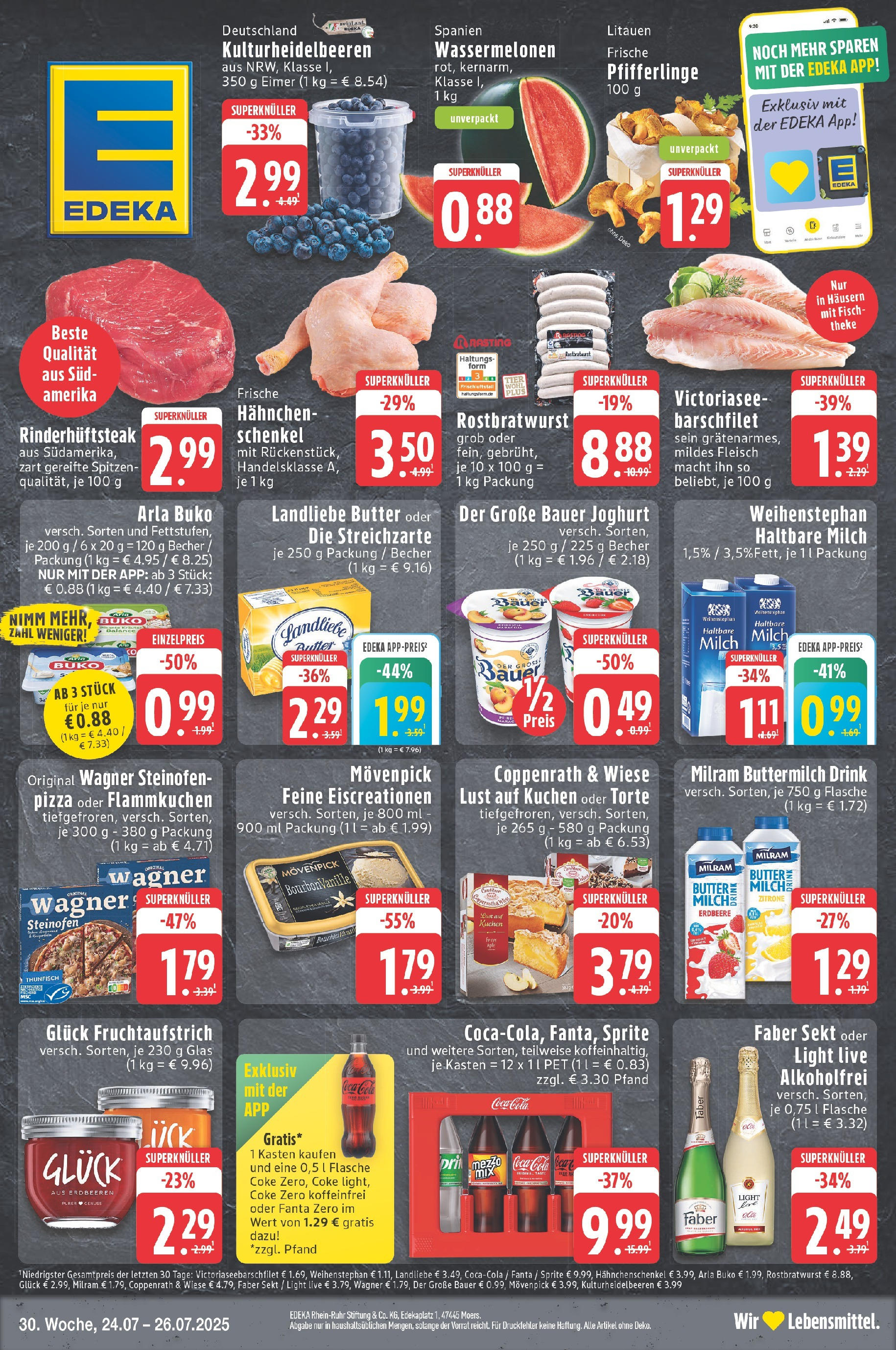 Edeka prospekt Neuss	 (ab 23.07.2025) » Angebote Online | Seite: 1 | Produkte: Hahnchen, Coca cola, Theke, Fisch