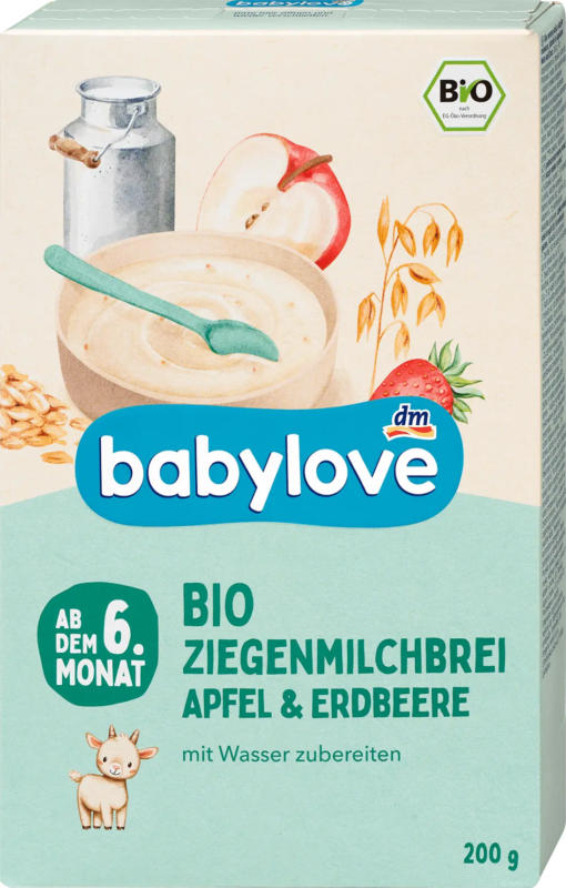 babylove Ziegenmilchbrei Apfel-Erdbeere ab 6.Monat