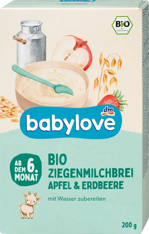 babylove Ziegenmilchbrei Apfel-Erdbeere ab 6.Monat