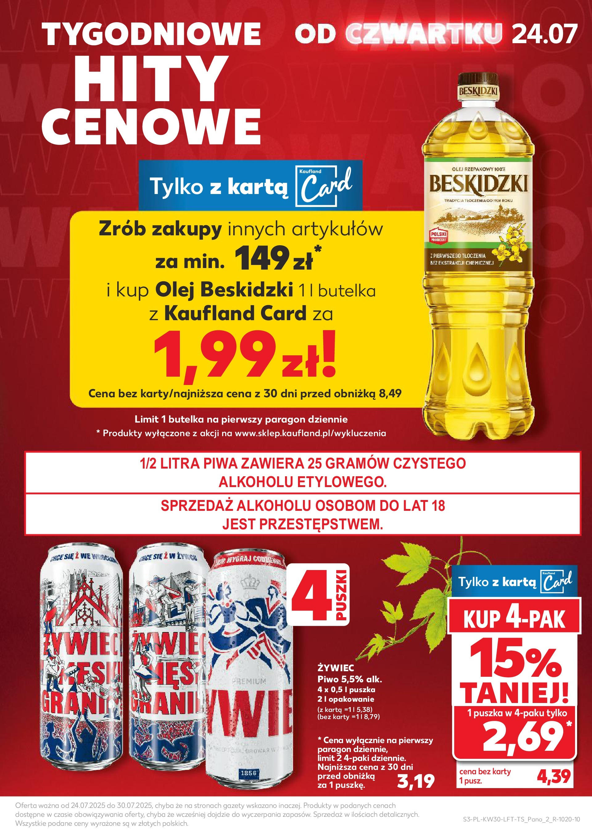 Kaufland gazetka (24.07.2025) - od jutra | Strona: 3 | Produkty: Karta, Olej rzepakowy, Olej, Piwo Kaufland gazetka od 24.07.2025 - od jutra PDF | Strona: 3 | Produkty: Karta, Olej rzepakowy, Olej, Piwo