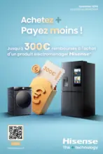 Pulsat Hisense Jusqu'à 300€ remboursés - au 18.08.2025