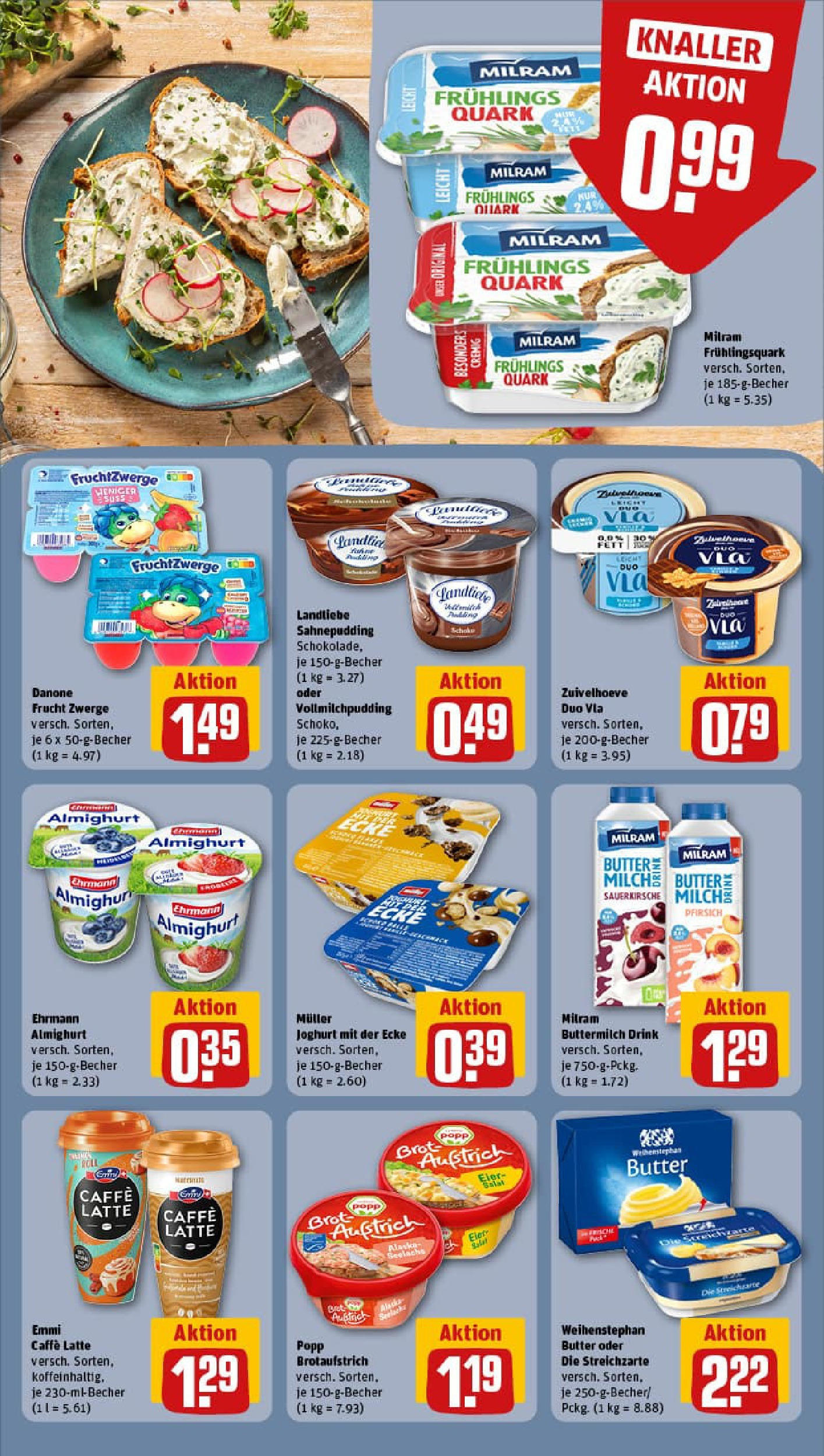 REWE Prospekt ab 27.07.2025 zum Blättern » Angebote | Seite: 17 | Produkte: Joghurt, Weihenstephan butter, Milram, Brot REWE Prospekt ab 27.07.2025 zum Blättern » Angebote | Seite: 17 | Produkte: Joghurt, Weihenstephan butter, Milram, Brot