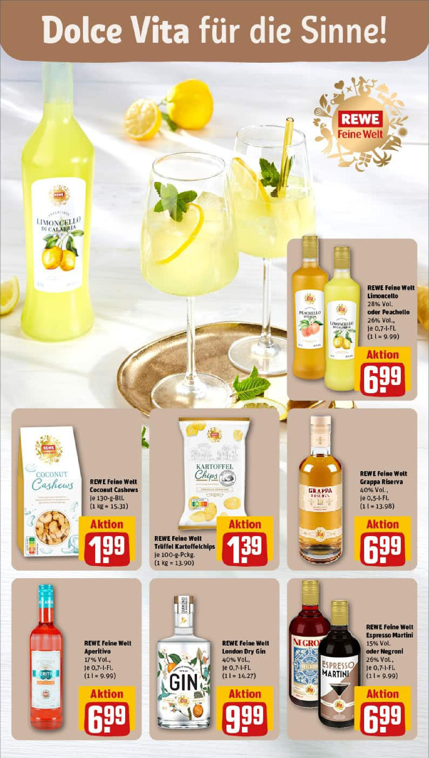 REWE Prospekt ab 27.07.2025 zum Blättern » Angebote | Seite: 19 | Produkte: Martini, Limoncello, Gin, Chips