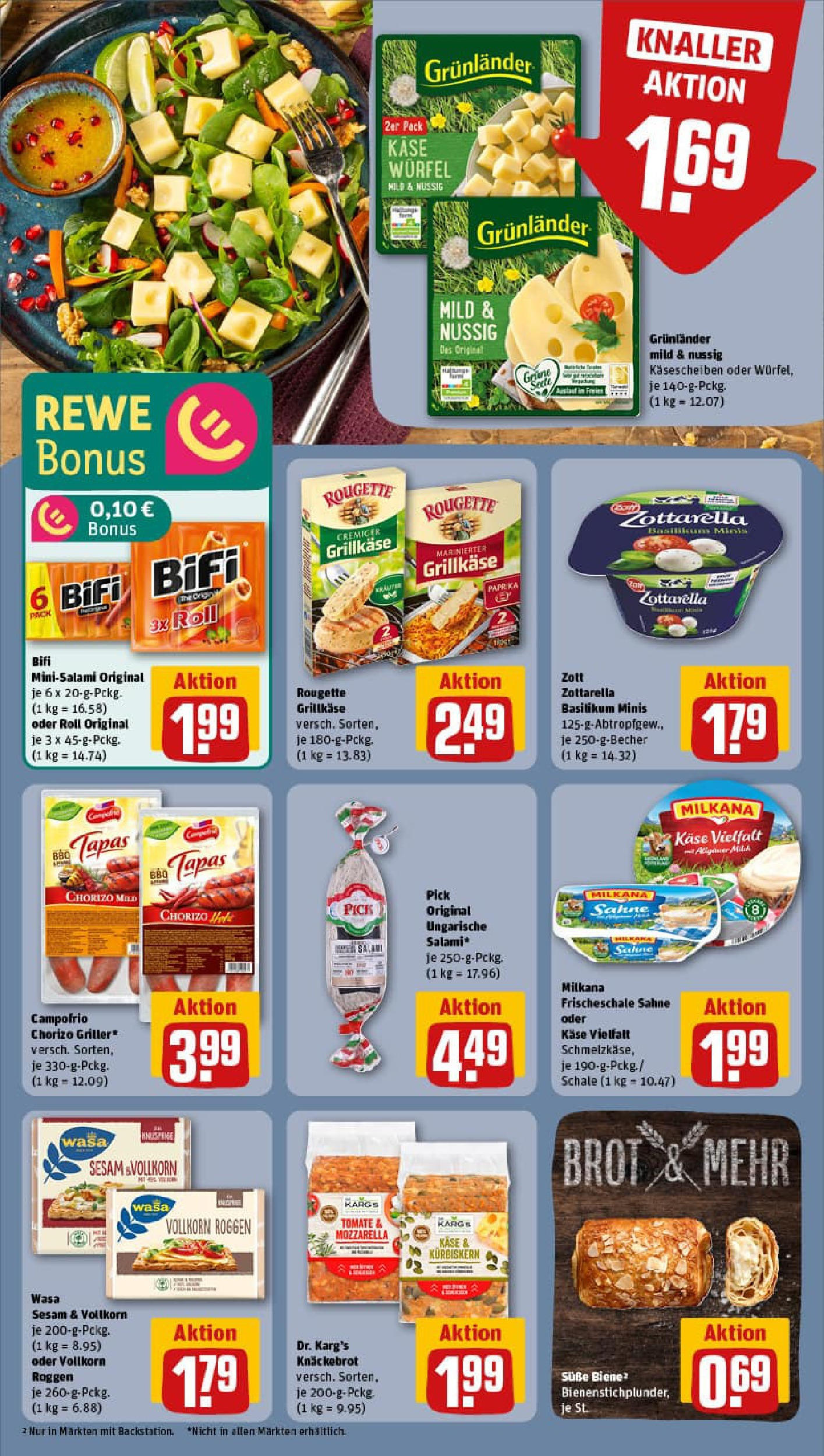 REWE Prospekt ab 27.07.2025 zum Blättern » Angebote | Seite: 16 | Produkte: Milkana, Mozzarella, Brot, Salami