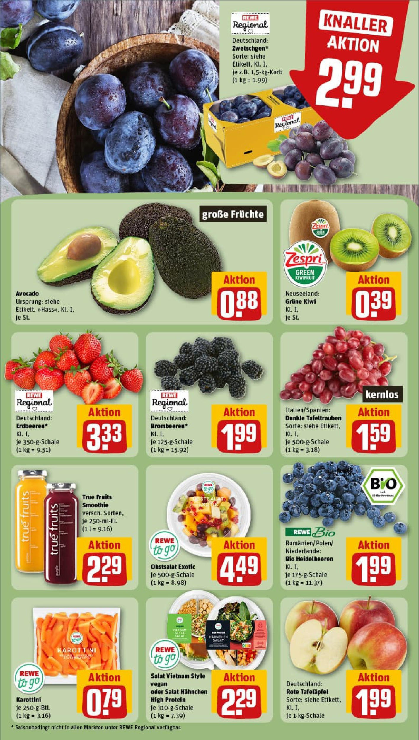 REWE Prospekt ab 27.07.2025 zum Blättern » Angebote | Seite: 10 | Produkte: Heidelbeeren, Avocado, Kiwi, Salat REWE Prospekt ab 27.07.2025 zum Blättern » Angebote | Seite: 10 | Produkte: Heidelbeeren, Avocado, Kiwi, Salat