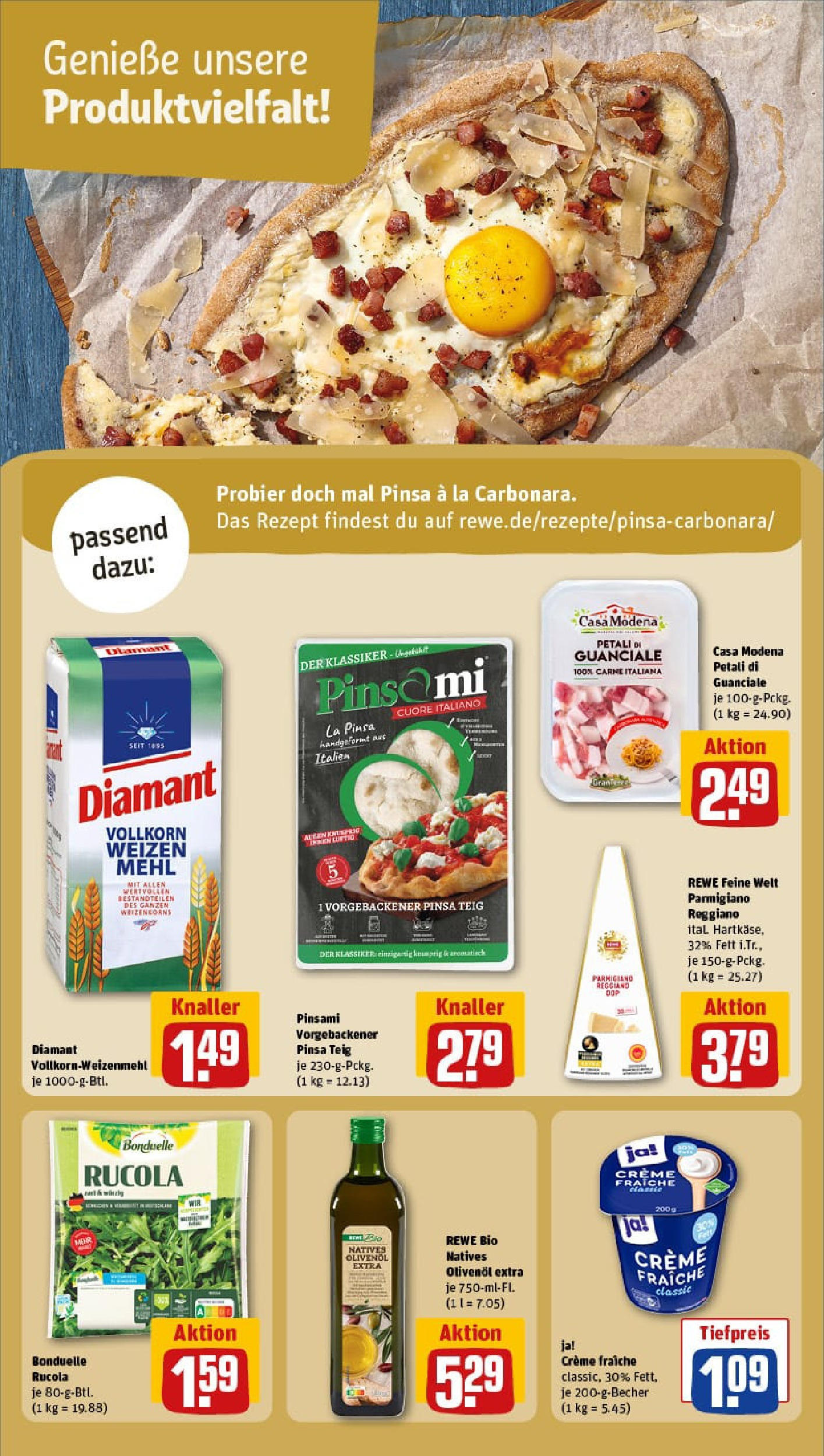 REWE Prospekt ab 27.07.2025 zum Blättern » Angebote | Seite: 20 | Produkte: Mehl, Olivenol, Rucola, Creme REWE Prospekt ab 27.07.2025 zum Blättern » Angebote | Seite: 20 | Produkte: Mehl, Olivenol, Rucola, Creme
