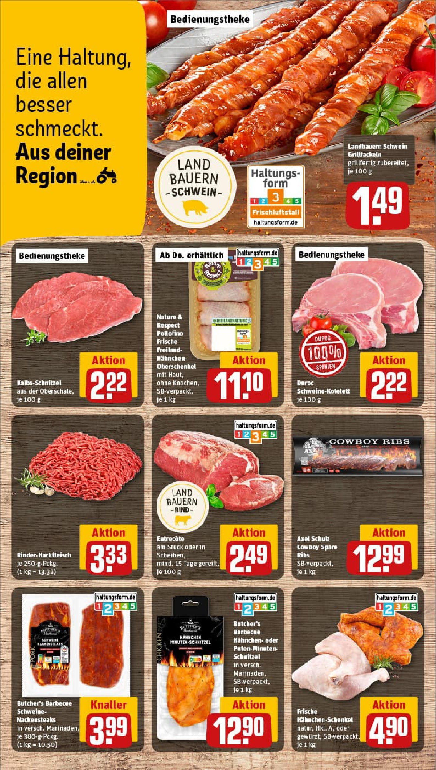 REWE Prospekt ab 27.07.2025 zum Blättern » Angebote | Seite: 14 | Produkte: Hahnchen, Hahnchenschenkel, Spare ribs, Steak REWE Prospekt ab 27.07.2025 zum Blättern » Angebote | Seite: 14 | Produkte: Hahnchen, Hahnchenschenkel, Spare ribs, Steak