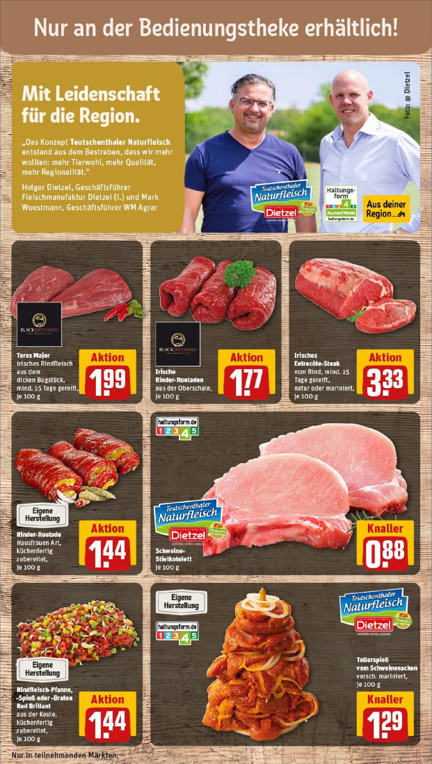 REWE Prospekt ab 27.07.2025 zum Blättern » Angebote | Seite: 14 | Produkte: Rinderrouladen, Schweinenacken, Rindfleisch