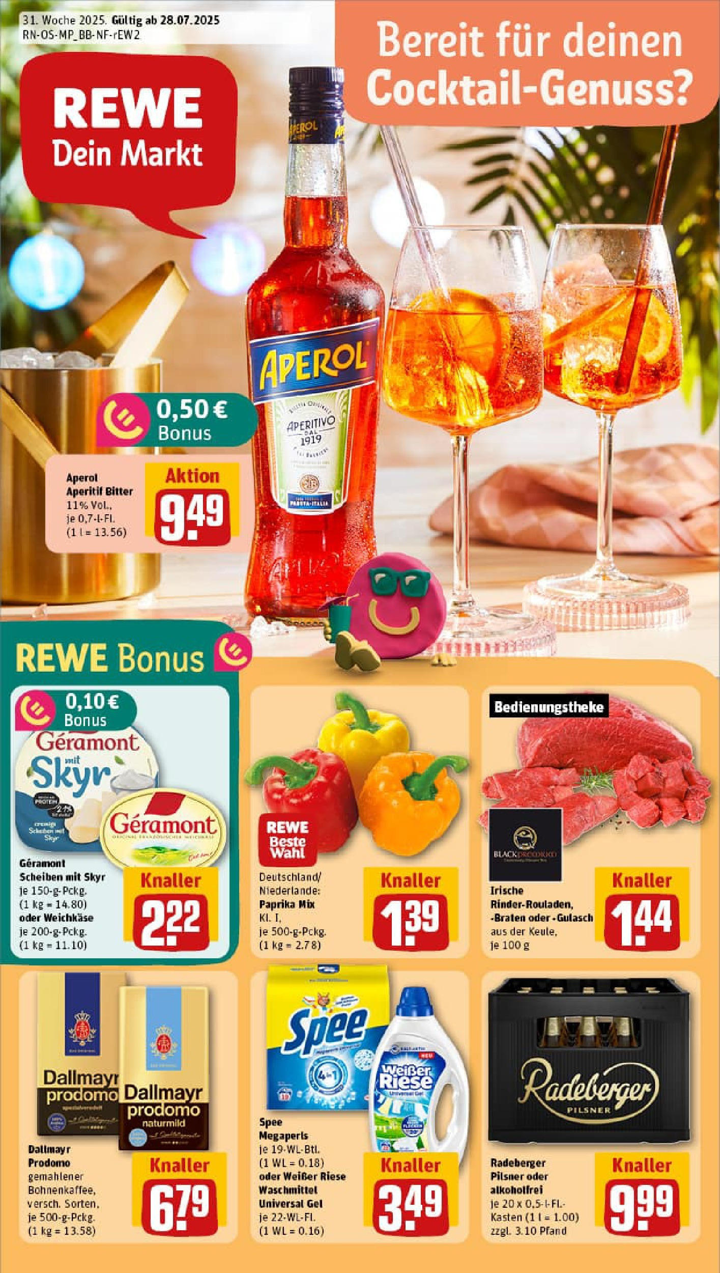 REWE Prospekt ab 27.07.2025 nächste Woche - Prospekt Rostock / Südstadt Vorschau von dem Prospekt des Geschäftes Rewe, gültig ab dem 27.07.2025
