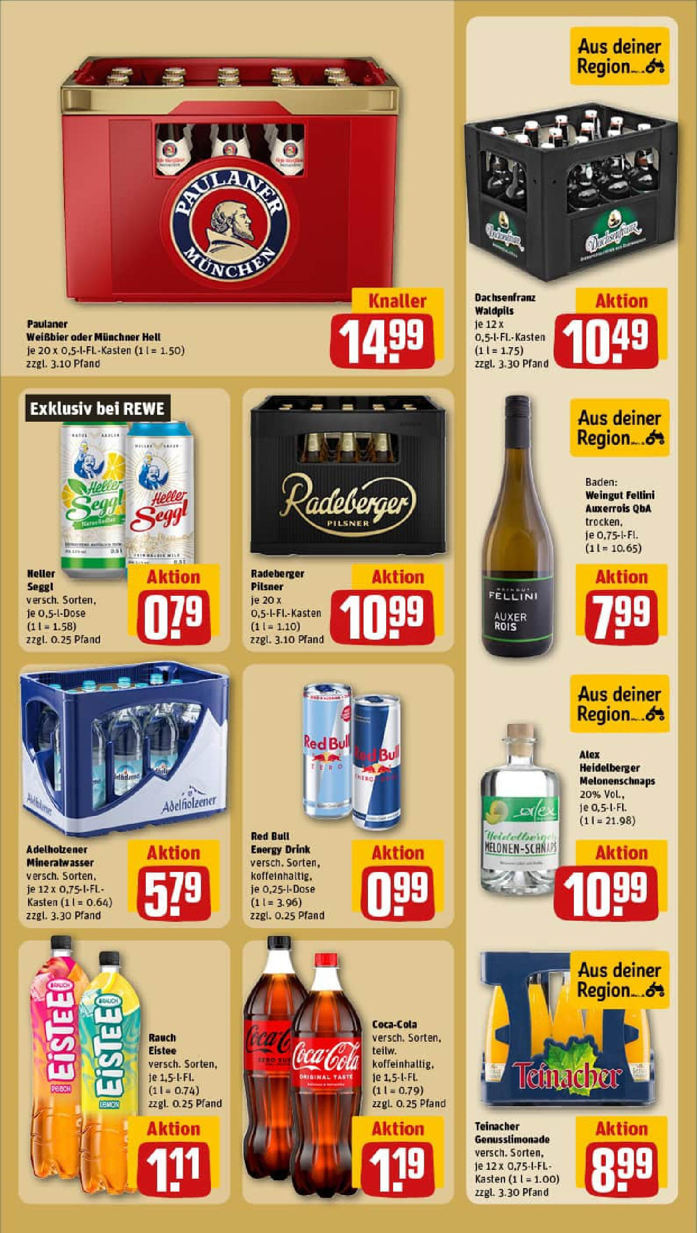 REWE Prospekt ab 27.07.2025 zum Blättern » Angebote | Seite: 22 | Produkte: Coca cola, Energy, Radeberger pilsner, Paulaner