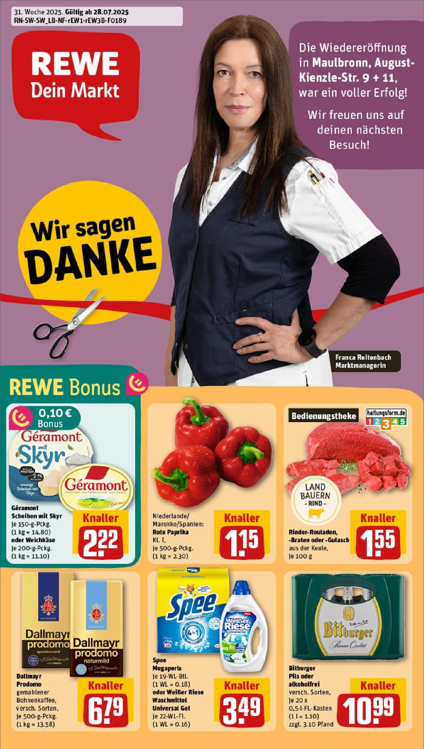 REWE Prospekt ab 27.07.2025 nächste Woche - Prospekt Maulbronn Vorschau von dem Prospekt des Geschäftes Rewe, gültig ab dem 27.07.2025