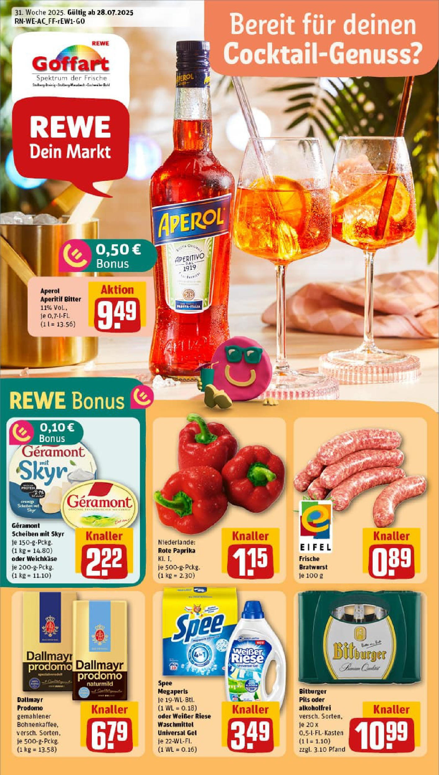 REWE Prospekt ab 27.07.2025 nächste Woche - Prospekt Eschweiler / Bohl Vorschau von dem Prospekt des Geschäftes Rewe, gültig ab dem 27.07.2025