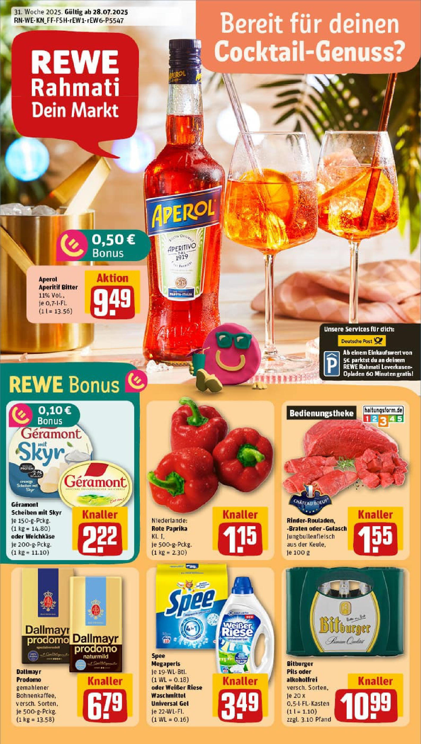 REWE Prospekt ab 27.07.2025 zum Blättern » Angebote | Seite: 1 | Produkte: Skyr, Dallmayr, Aperol, Dallmayr prodomo REWE Prospekt ab 27.07.2025 zum Blättern » Angebote | Seite: 1 | Produkte: Skyr, Dallmayr, Aperol, Dallmayr prodomo