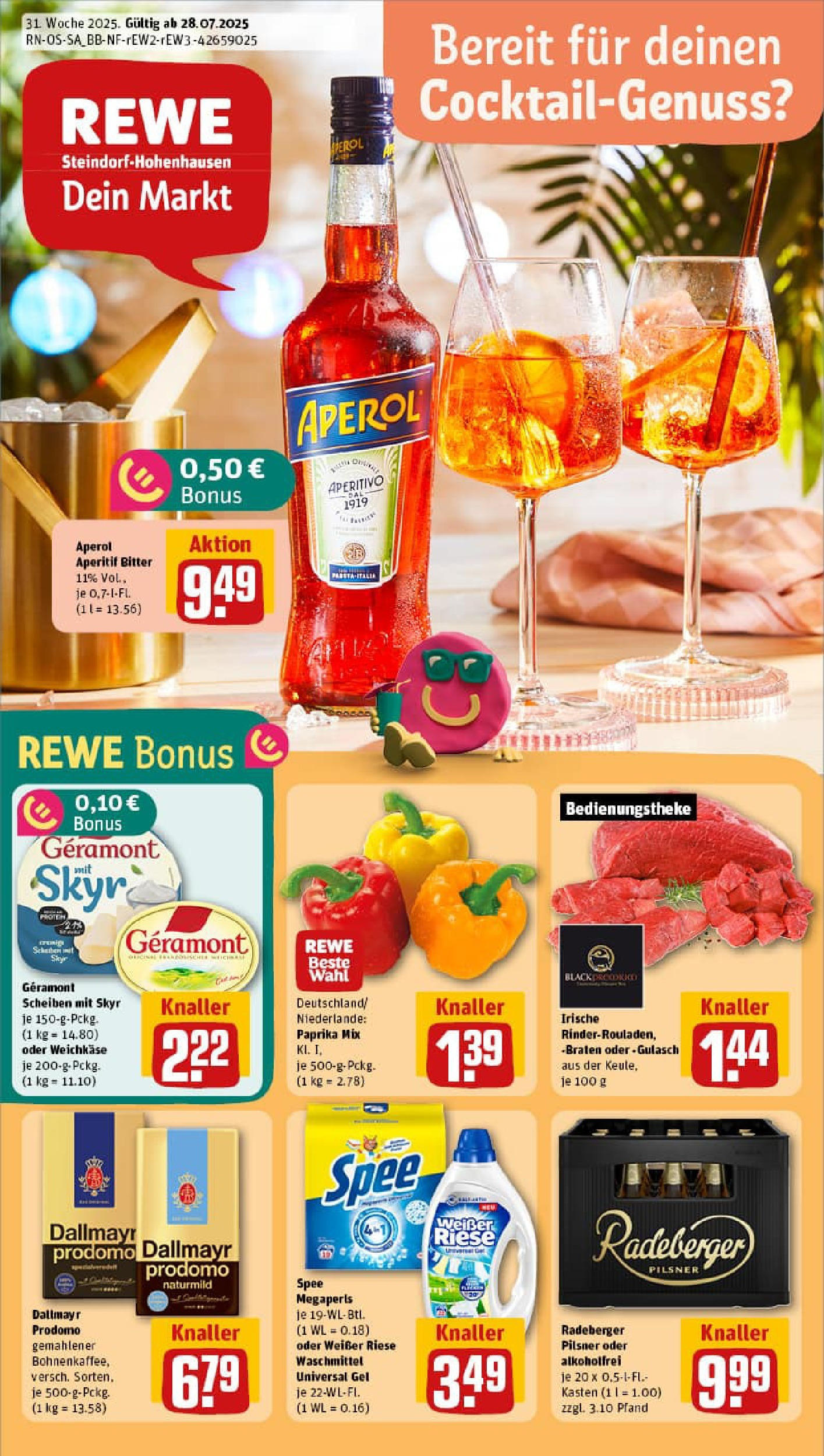 REWE Prospekt ab 27.07.2025 zum Blättern » Angebote | Seite: 3 | Produkte: Skyr, Dallmayr, Paprika, Dallmayr prodomo