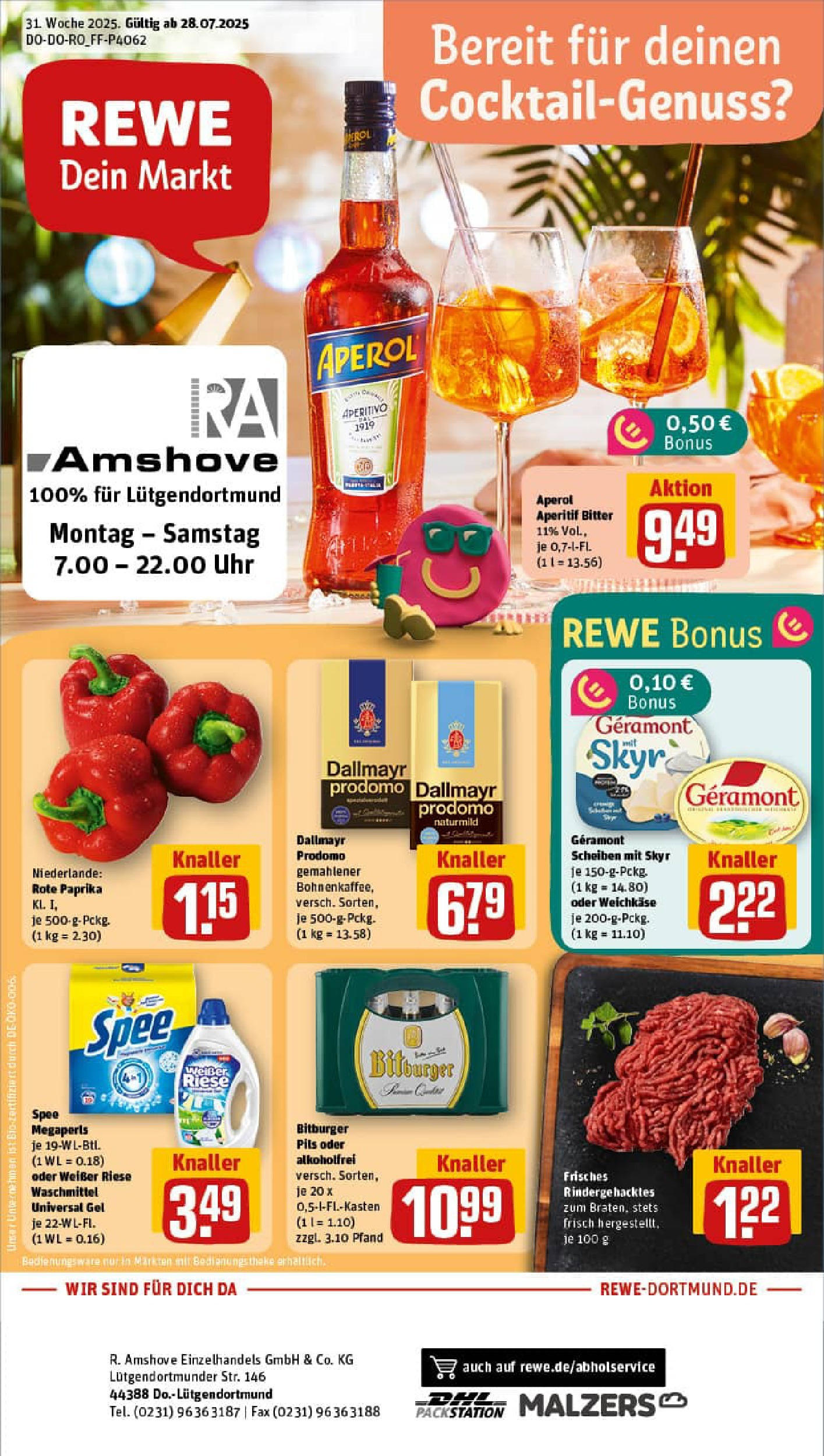 REWE Prospekt ab 28.07.2025 nächste Woche - Prospekt Dortmund Vorschau von dem Prospekt des Geschäftes Rewe, gültig ab dem 28.07.2025