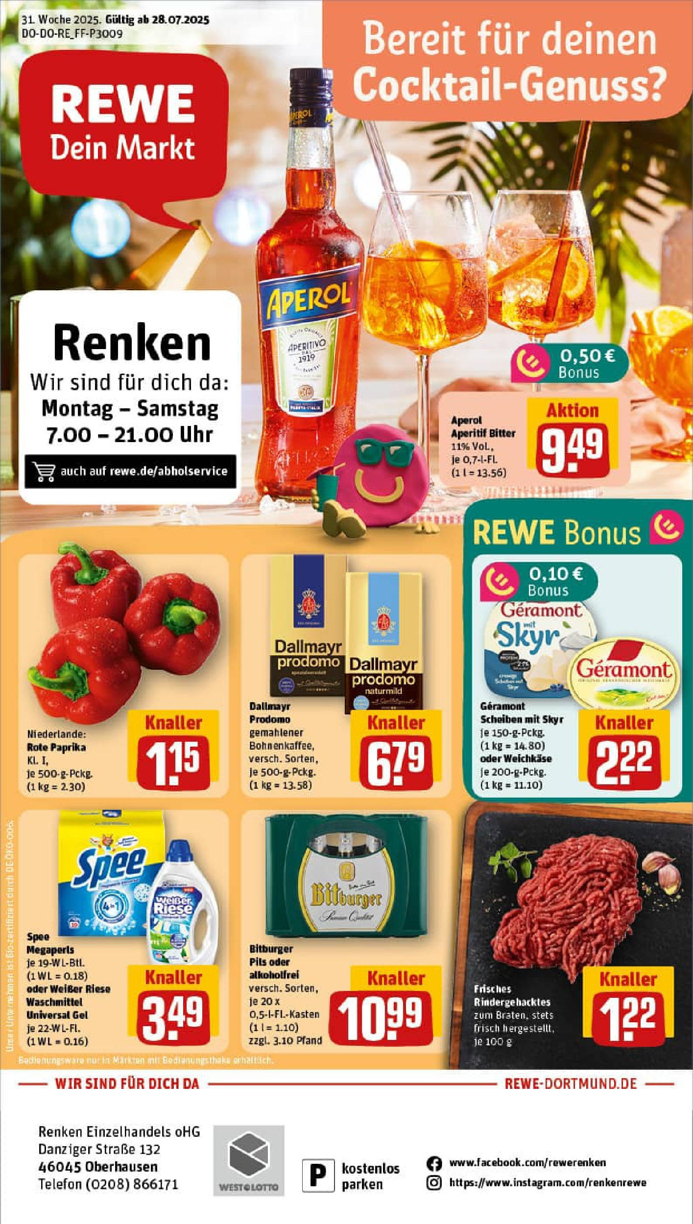REWE Prospekt ab 27.07.2025 nächste Woche - Prospekt Oberhausen	