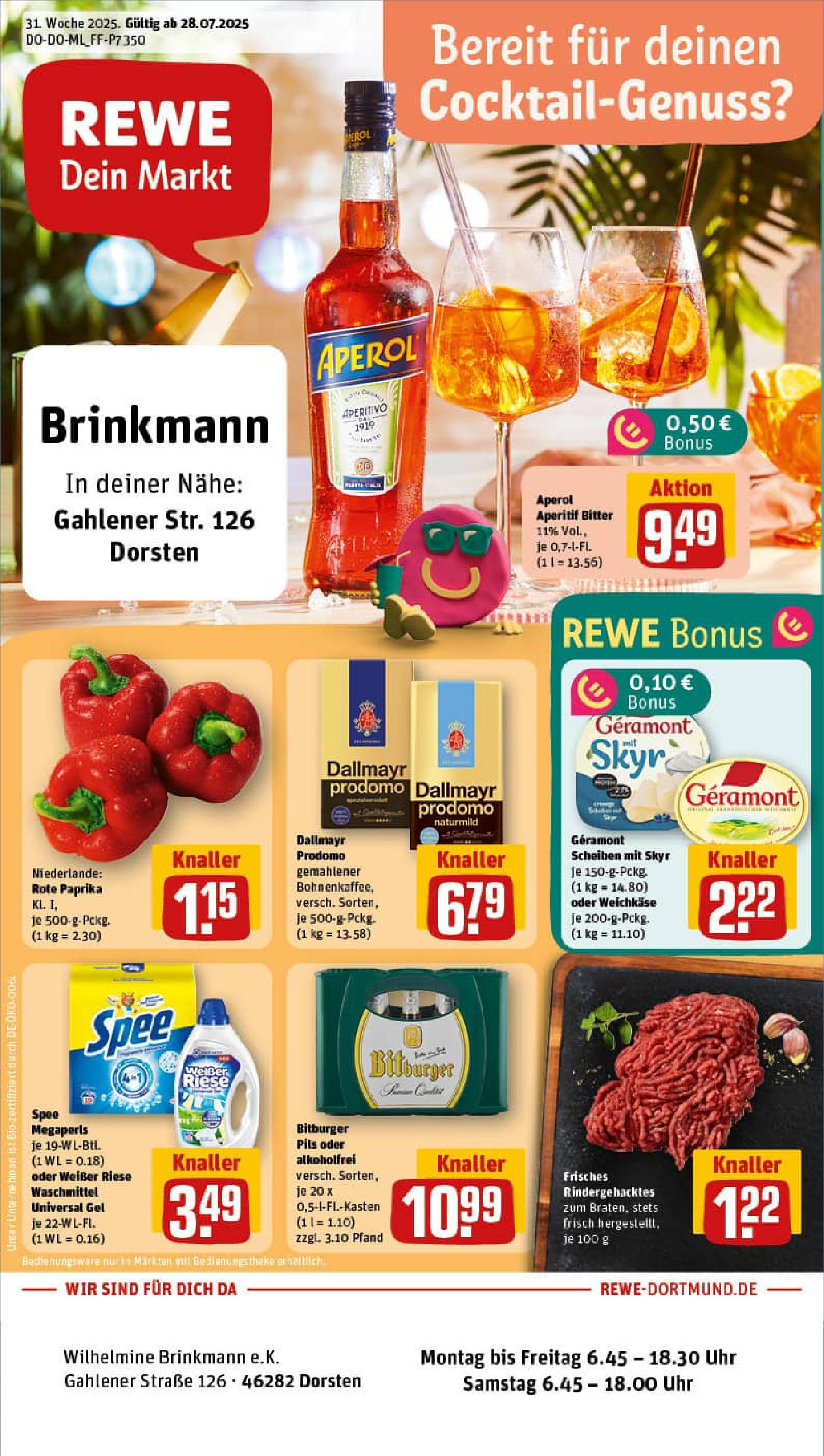 REWE Prospekt ab 27.07.2025 nächste Woche - Prospekt Dorsten Vorschau von dem Prospekt des Geschäftes Rewe, gültig ab dem 27.07.2025