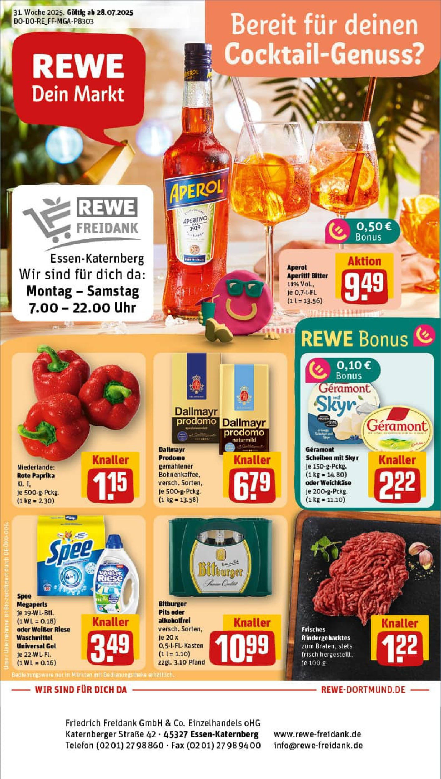 REWE Prospekt ab 28.07.2025 nächste Woche - Prospekt Essen Vorschau von dem Prospekt des Geschäftes Rewe, gültig ab dem 28.07.2025