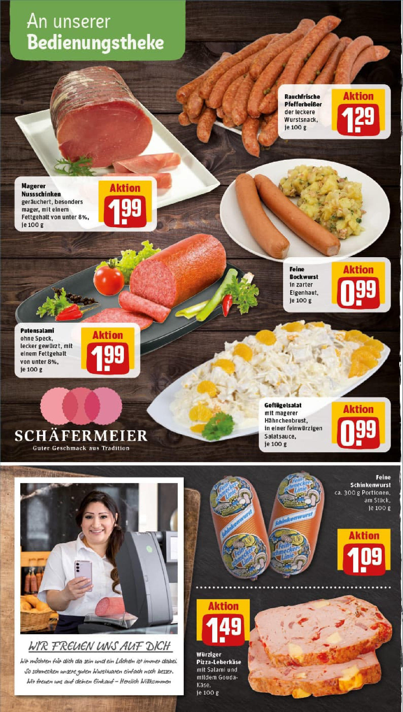 REWE Prospekt ab 27.07.2025 zum Blättern » Angebote | Seite: 8 | Produkte: Bockwurst, Käse, Gouda, Salami REWE Prospekt ab 27.07.2025 zum Blättern » Angebote | Seite: 8 | Produkte: Bockwurst, Käse, Gouda, Salami