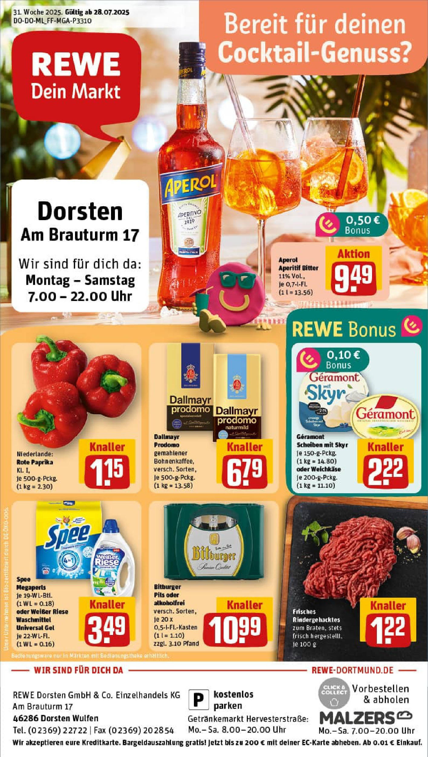 REWE Prospekt ab 27.07.2025 nächste Woche - Prospekt Dorsten Vorschau von dem Prospekt des Geschäftes Rewe, gültig ab dem 27.07.2025