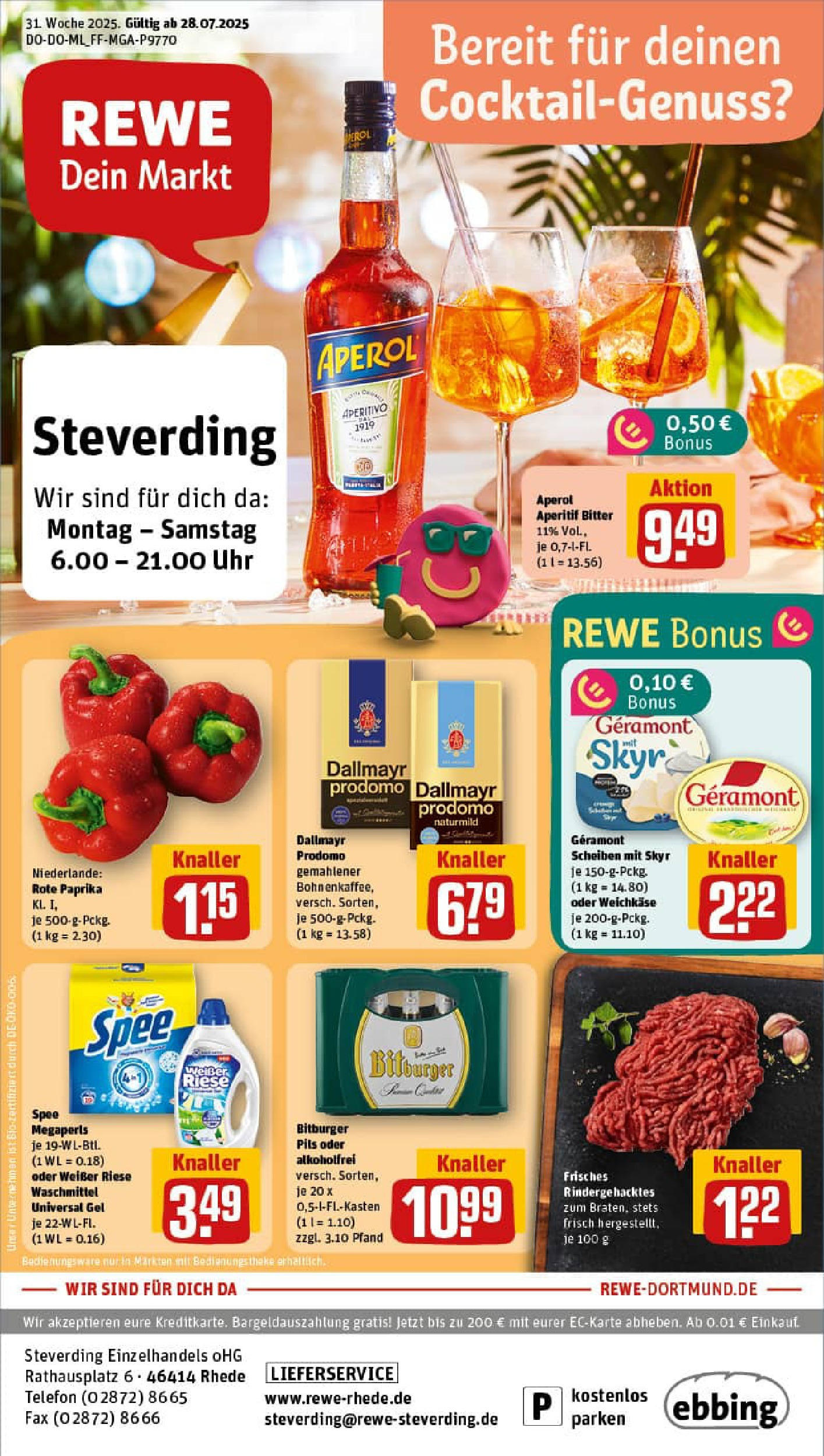 REWE Prospekt ab 27.07.2025 nächste Woche - Prospekt Rhede	