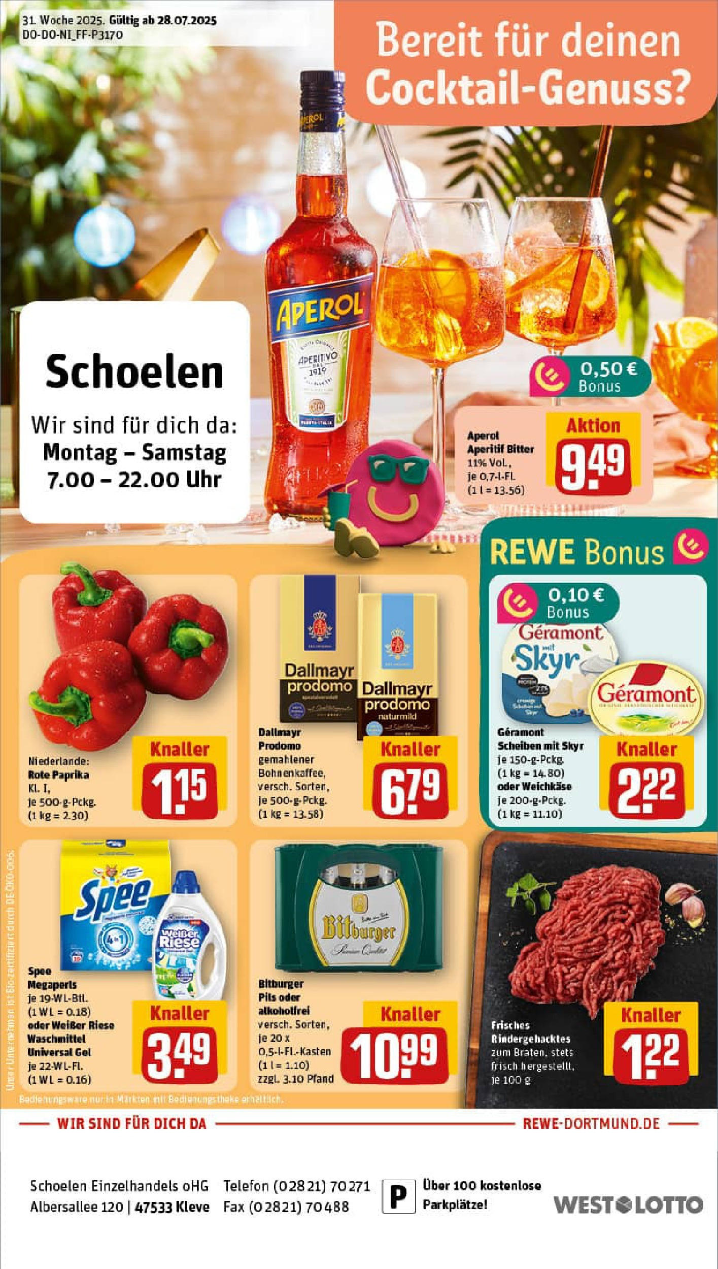 REWE Prospekt ab 27.07.2025 nächste Woche - Prospekt Kleve Vorschau von dem Prospekt des Geschäftes Rewe, gültig ab dem 27.07.2025