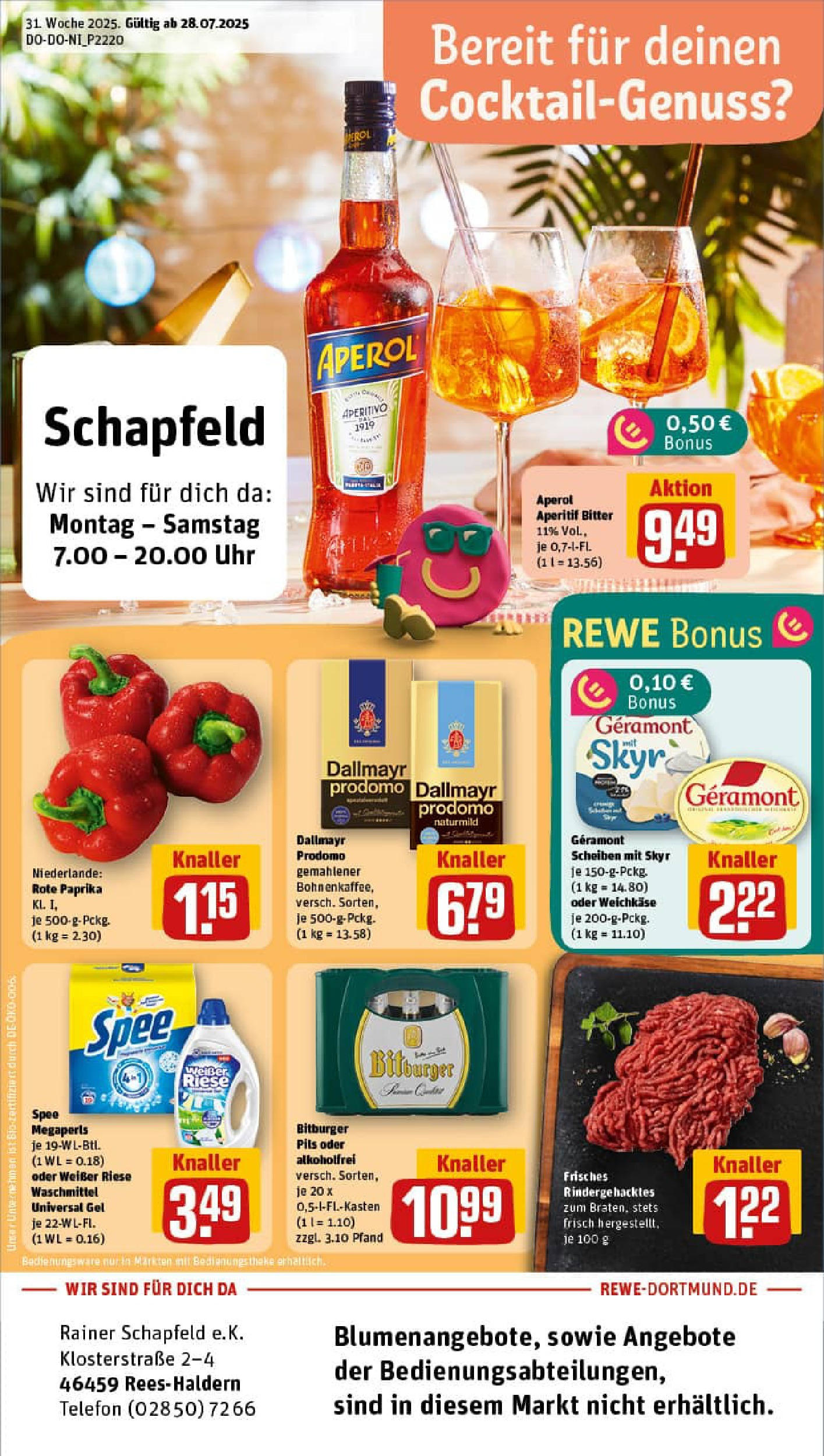 REWE Prospekt ab 27.07.2025 nächste Woche - Prospekt Rees Vorschau von dem Prospekt des Geschäftes Rewe, gültig ab dem 27.07.2025