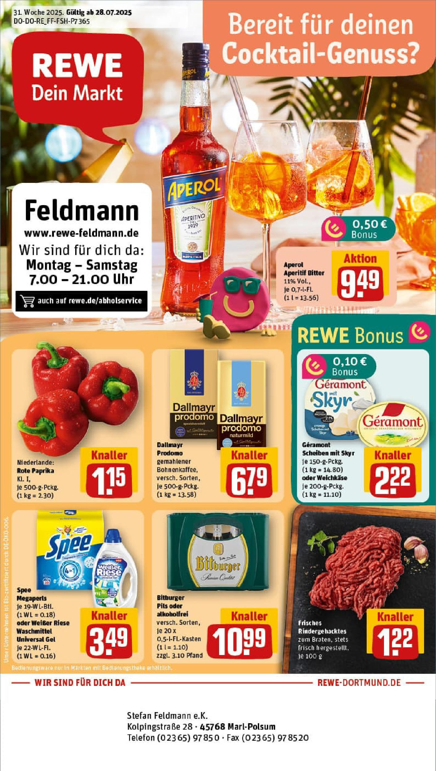 REWE Prospekt ab 27.07.2025 nächste Woche - Prospekt Marl Vorschau von dem Prospekt des Geschäftes Rewe, gültig ab dem 27.07.2025