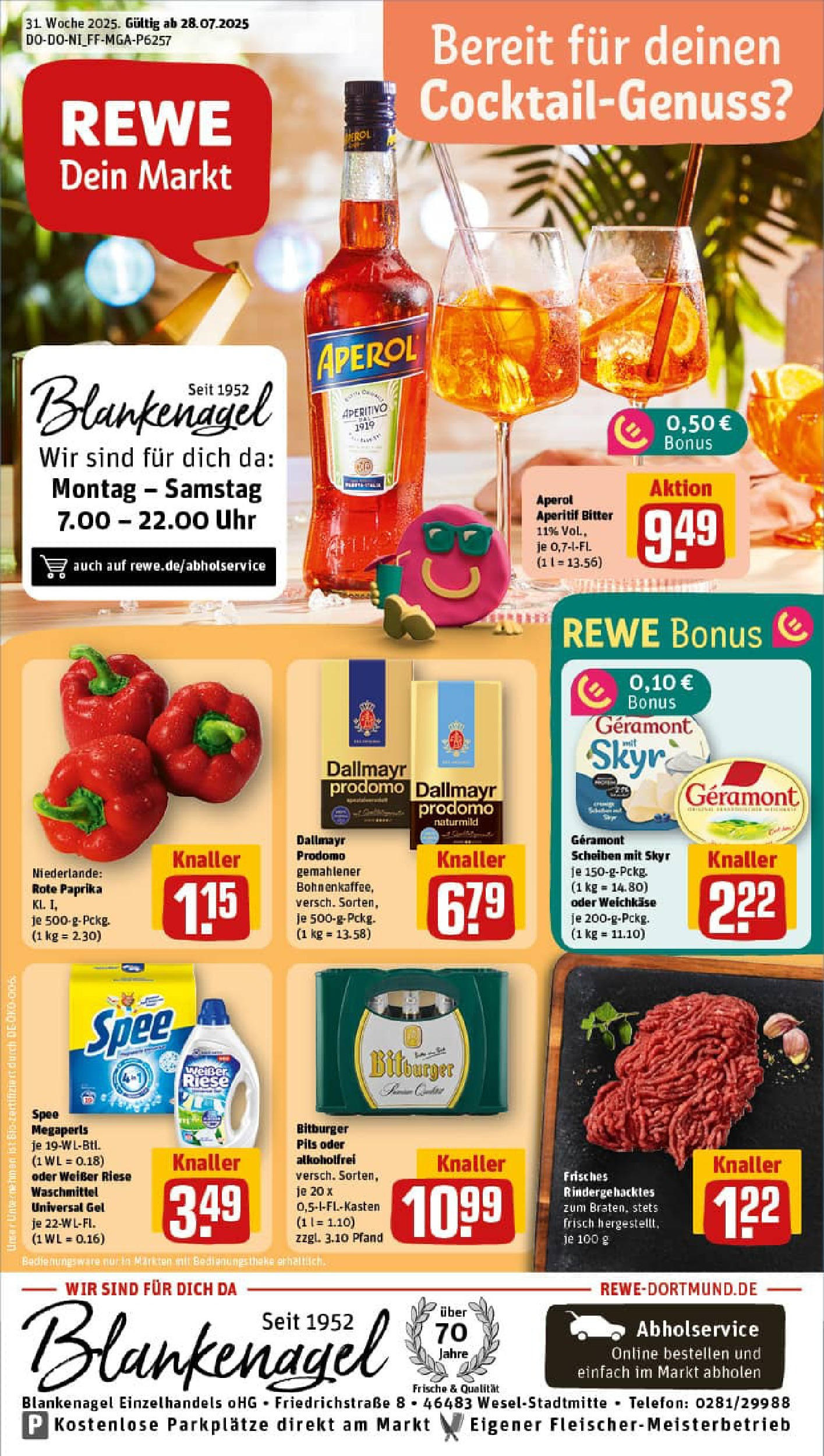 REWE Prospekt ab 27.07.2025 nächste Woche - Prospekt Wesel	