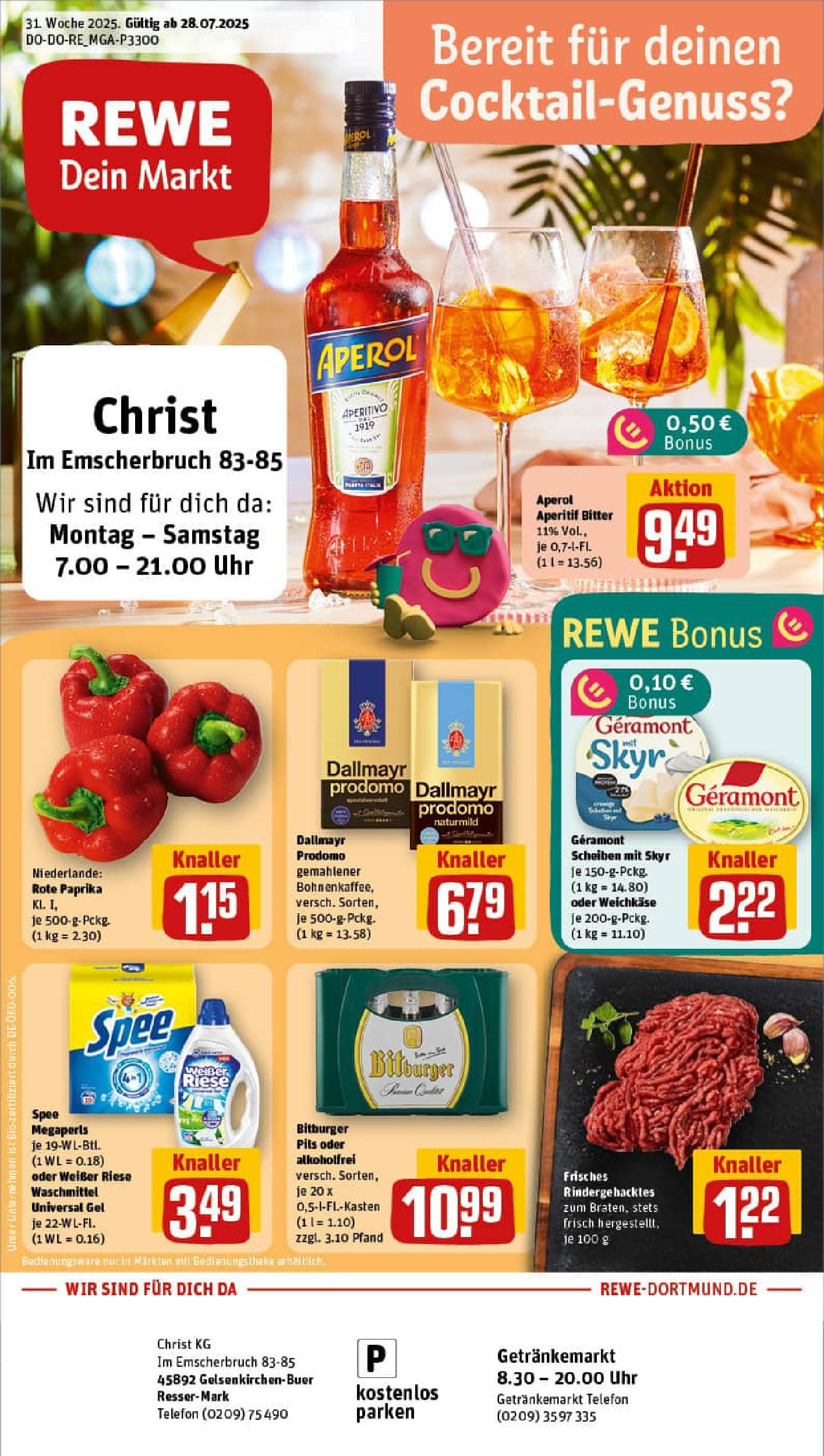 REWE Prospekt ab 27.07.2025 nächste Woche - Prospekt Gelsenkirchen Vorschau von dem Prospekt des Geschäftes Rewe, gültig ab dem 27.07.2025