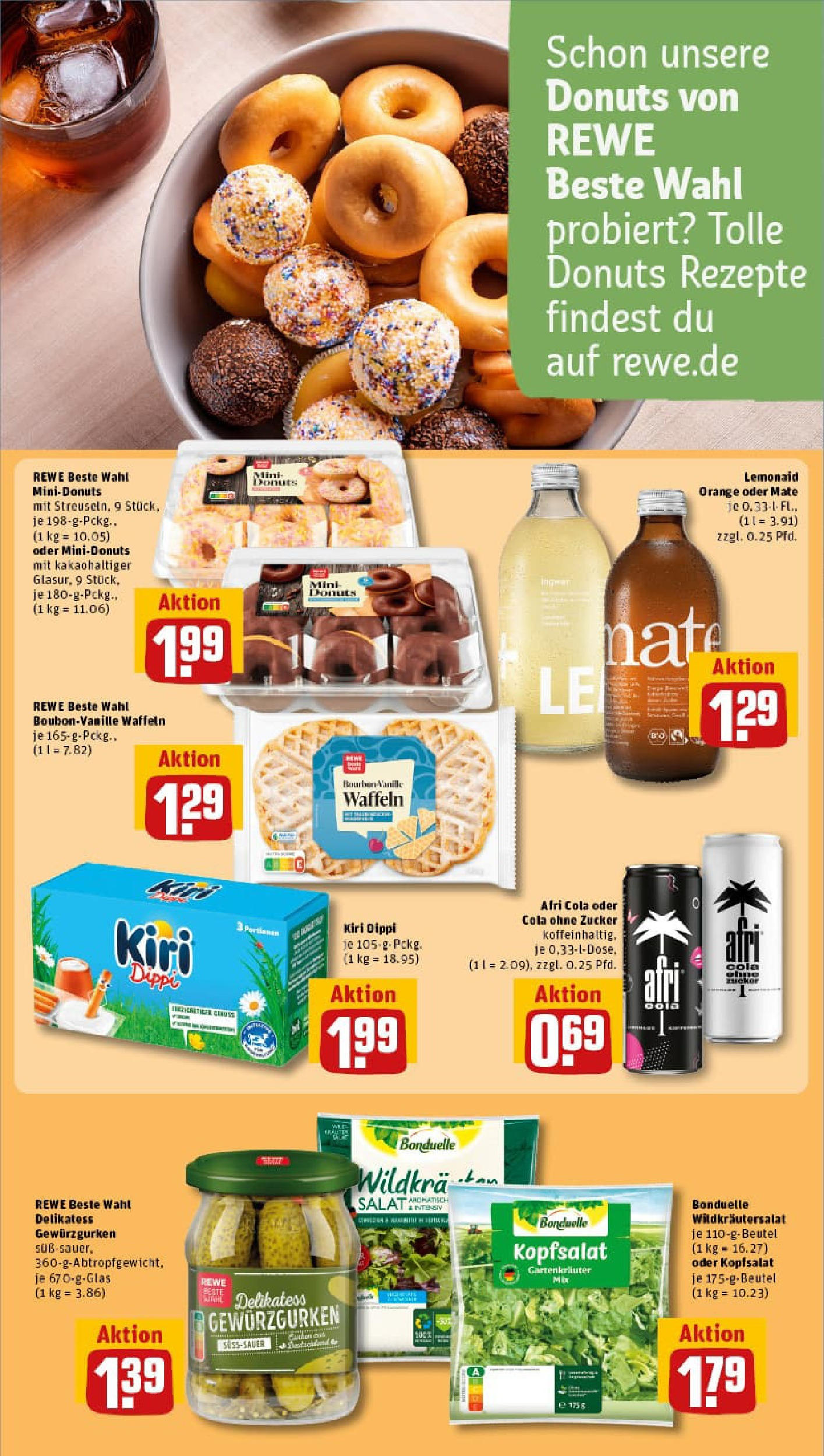REWE Prospekt ab 27.07.2025 zum Blättern » Angebote | Seite: 21 | Produkte: Donuts, Zucker, Bourbon, Salat REWE Prospekt ab 27.07.2025 zum Blättern » Angebote | Seite: 21 | Produkte: Donuts, Zucker, Bourbon, Salat