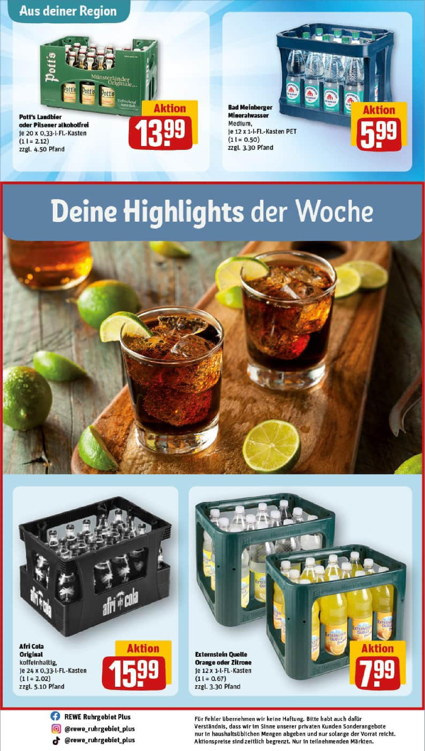REWE Prospekt ab 27.07.2025 zum Blättern » Angebote | Seite: 34 | Produkte: Cola, Bad, Mineralwasser, Zitrone