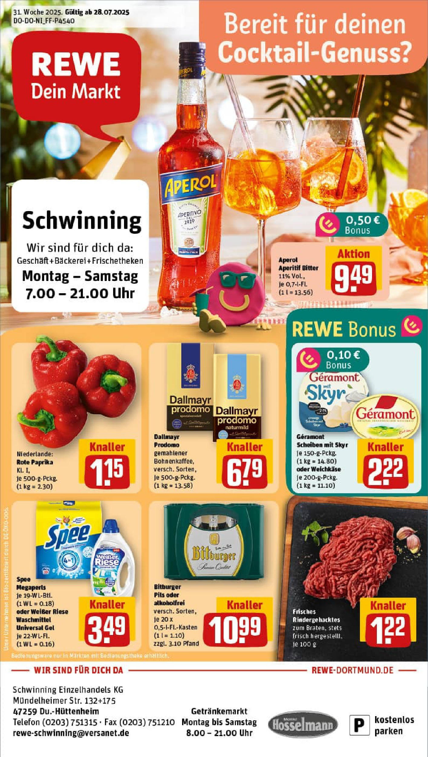 REWE Prospekt ab 27.07.2025 nächste Woche - Prospekt Duisburg Vorschau von dem Prospekt des Geschäftes Rewe, gültig ab dem 27.07.2025