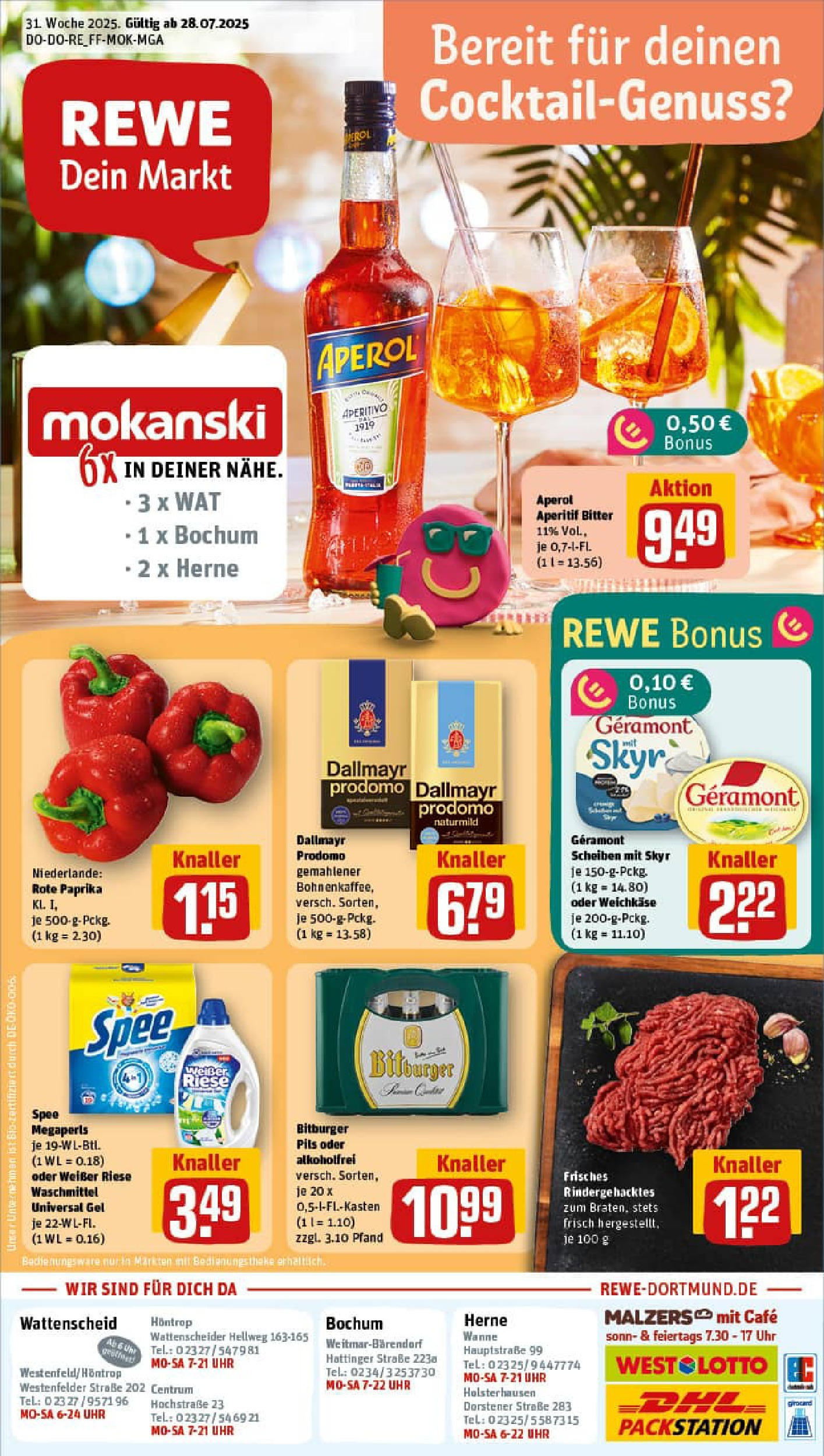 REWE Prospekt ab 27.07.2025 nächste Woche - Prospekt Bochum Vorschau von dem Prospekt des Geschäftes Rewe, gültig ab dem 27.07.2025