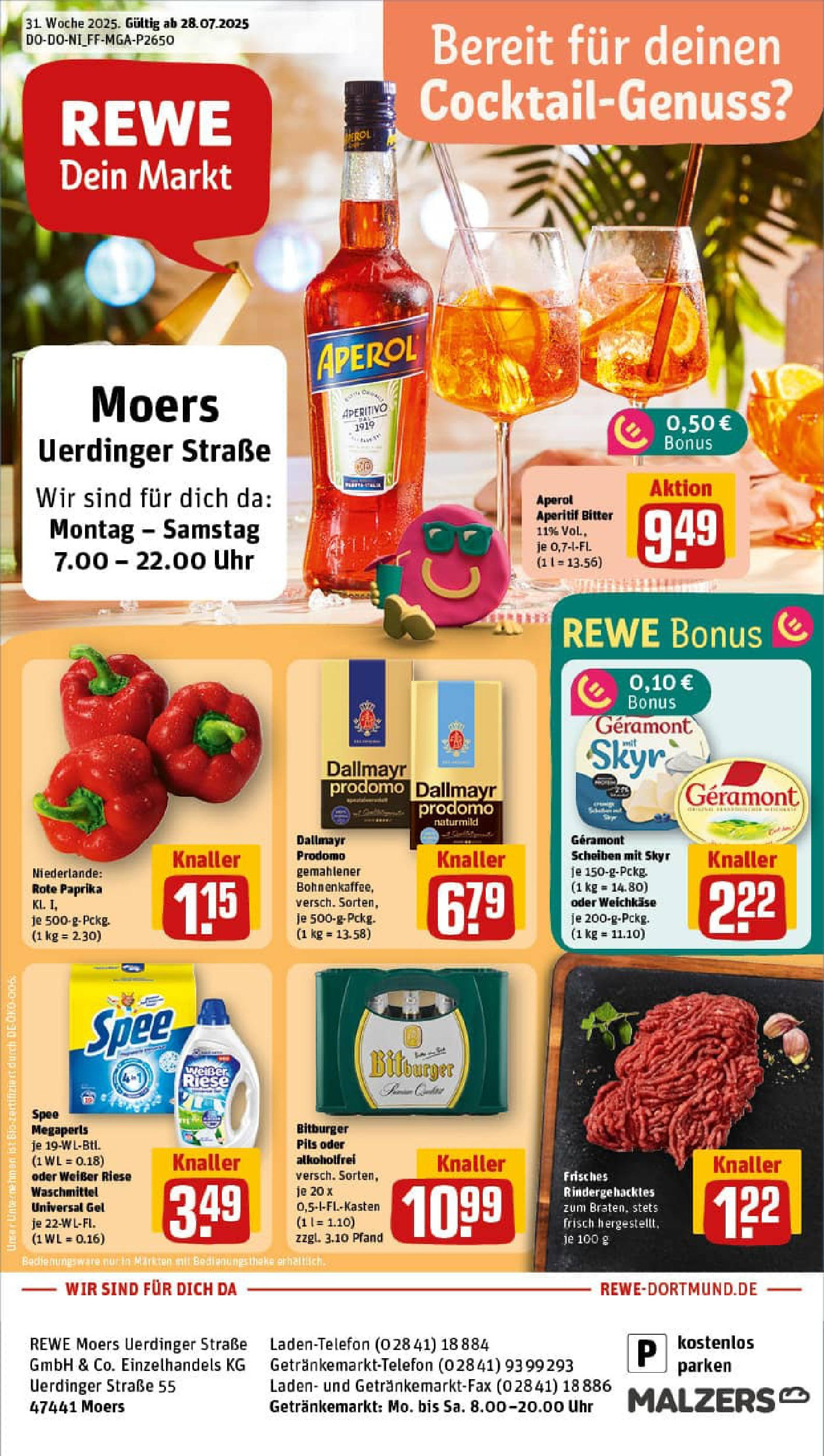 REWE Prospekt ab 27.07.2025 nächste Woche - Prospekt Moers Vorschau von dem Prospekt des Geschäftes Rewe, gültig ab dem 27.07.2025