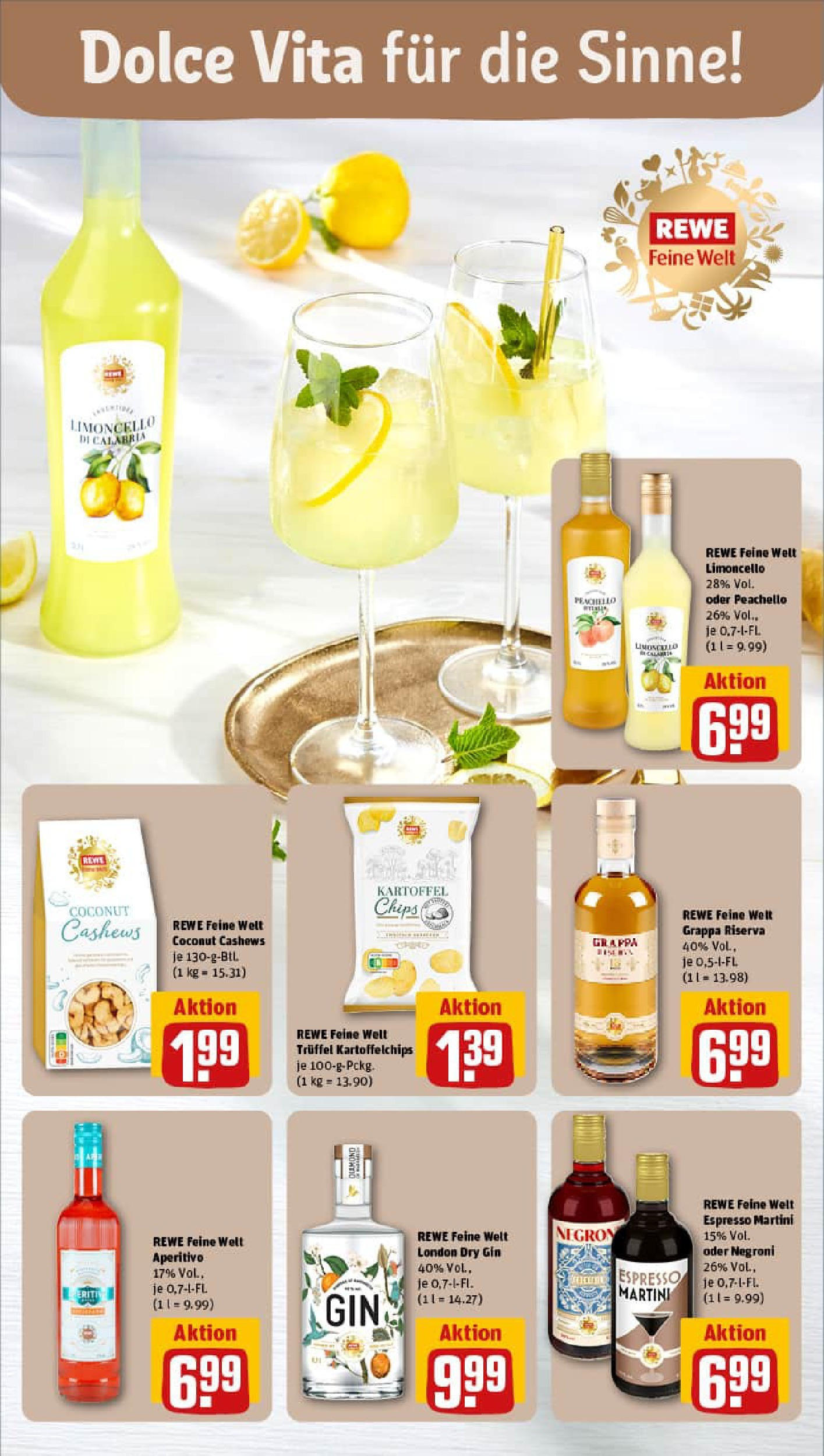 REWE Prospekt ab 27.07.2025 zum Blättern » Angebote | Seite: 19 | Produkte: Martini, Limoncello, Gin, Chips REWE Prospekt ab 27.07.2025 zum Blättern » Angebote | Seite: 19 | Produkte: Martini, Limoncello, Gin, Chips