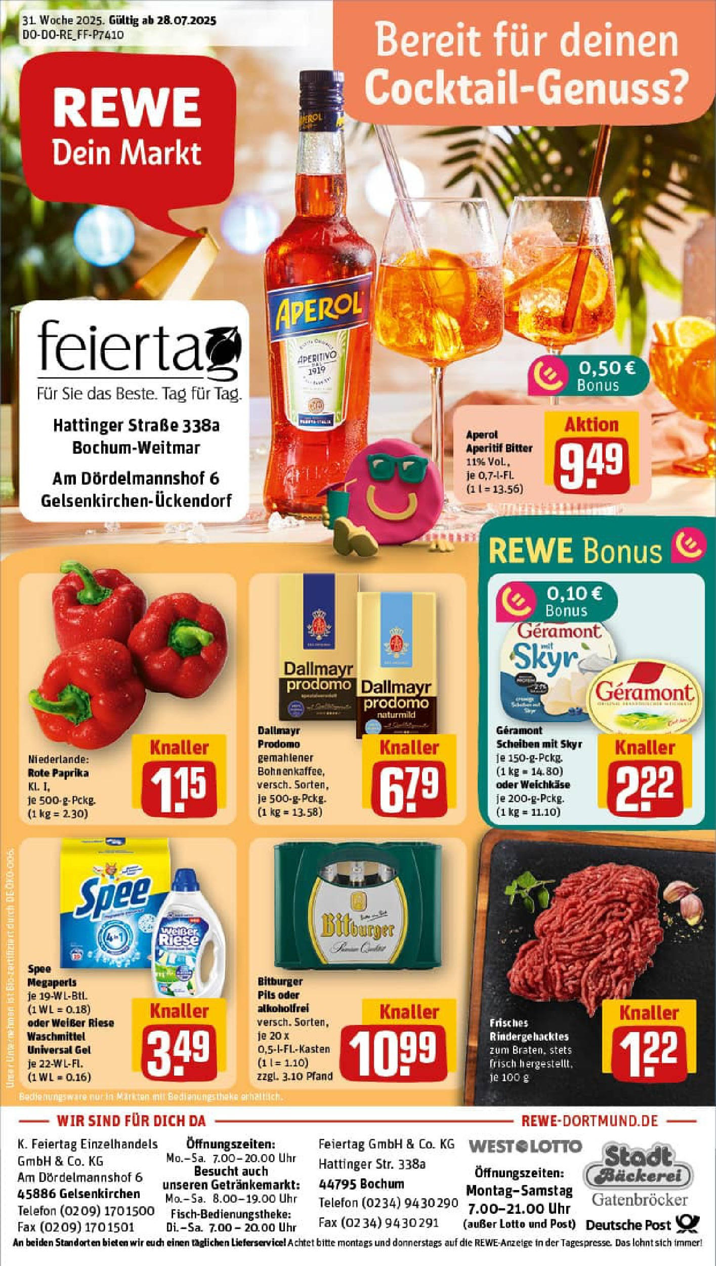 REWE Prospekt ab 27.07.2025 nächste Woche - Prospekt Bochum Vorschau von dem Prospekt des Geschäftes Rewe, gültig ab dem 27.07.2025