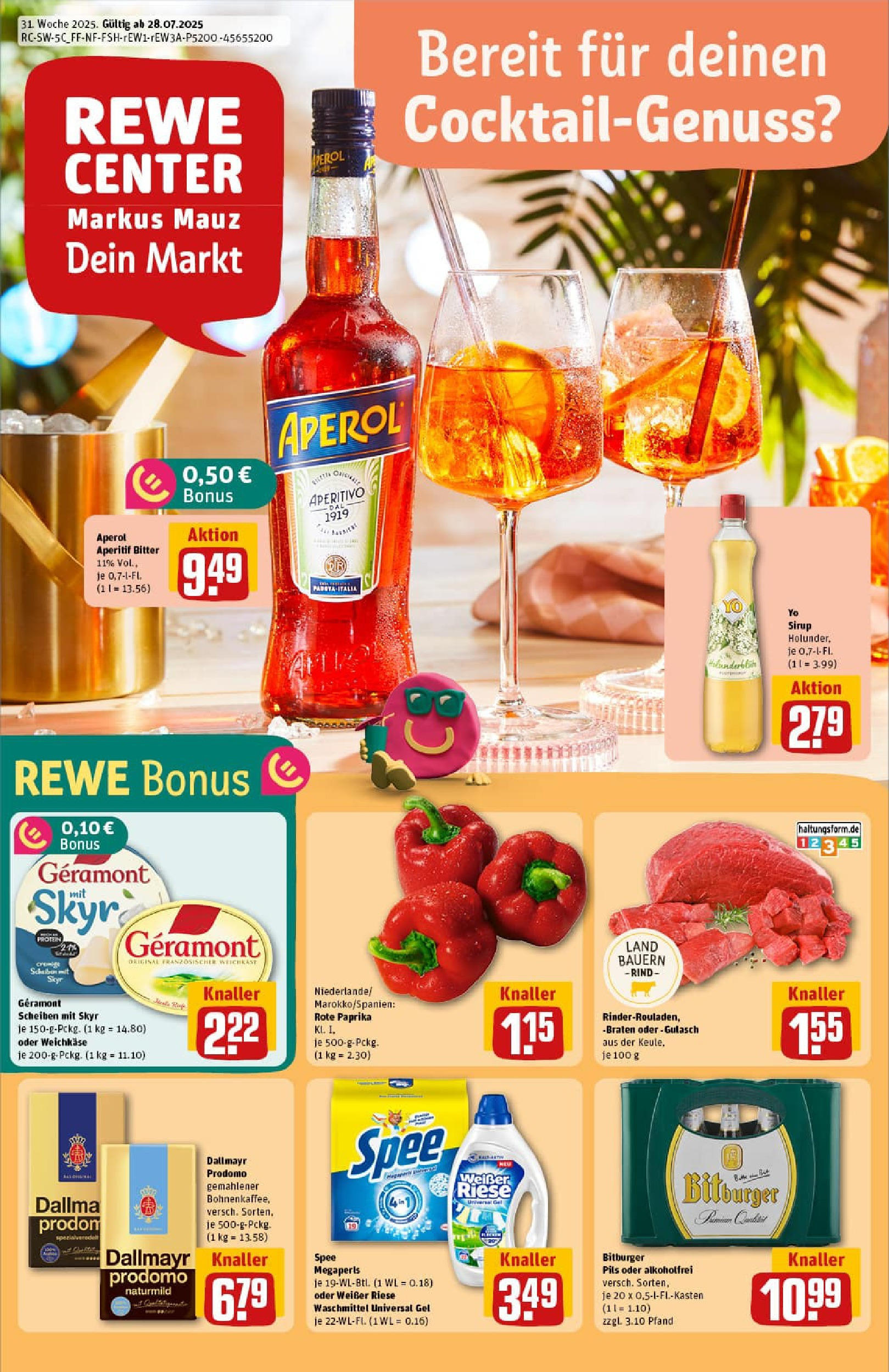 REWE Prospekt ab 27.07.2025 nächste Woche - Prospekt Weinheim Vorschau von dem Prospekt des Geschäftes Rewe, gültig ab dem 27.07.2025