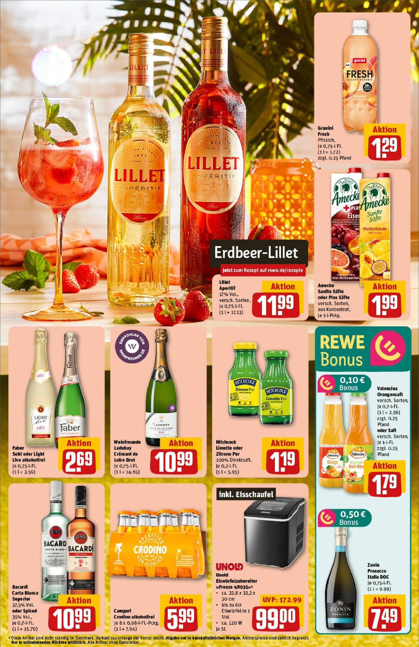 REWE Prospekt ab 27.07.2025 zum Blättern » Angebote | Seite: 7 | Produkte: Orangensaft, Lillet, Valensina, Saft