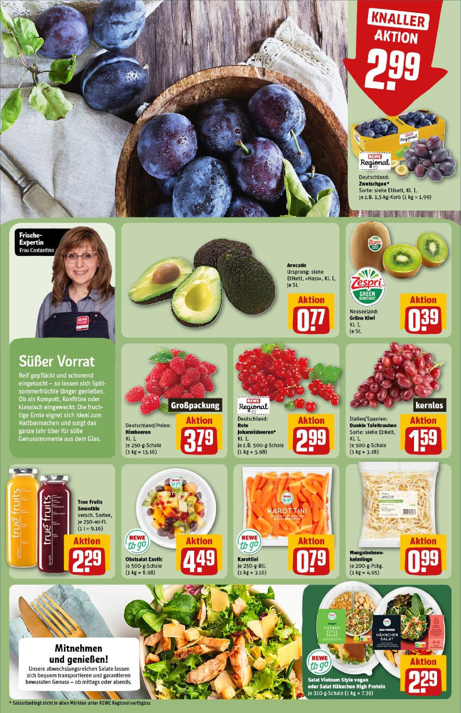 REWE Prospekt ab 27.07.2025 zum Blättern » Angebote | Seite: 8 | Produkte: Himbeeren, Hahnchen, Avocado, Kiwi REWE Prospekt ab 27.07.2025 zum Blättern » Angebote | Seite: 8 | Produkte: Himbeeren, Hahnchen, Avocado, Kiwi