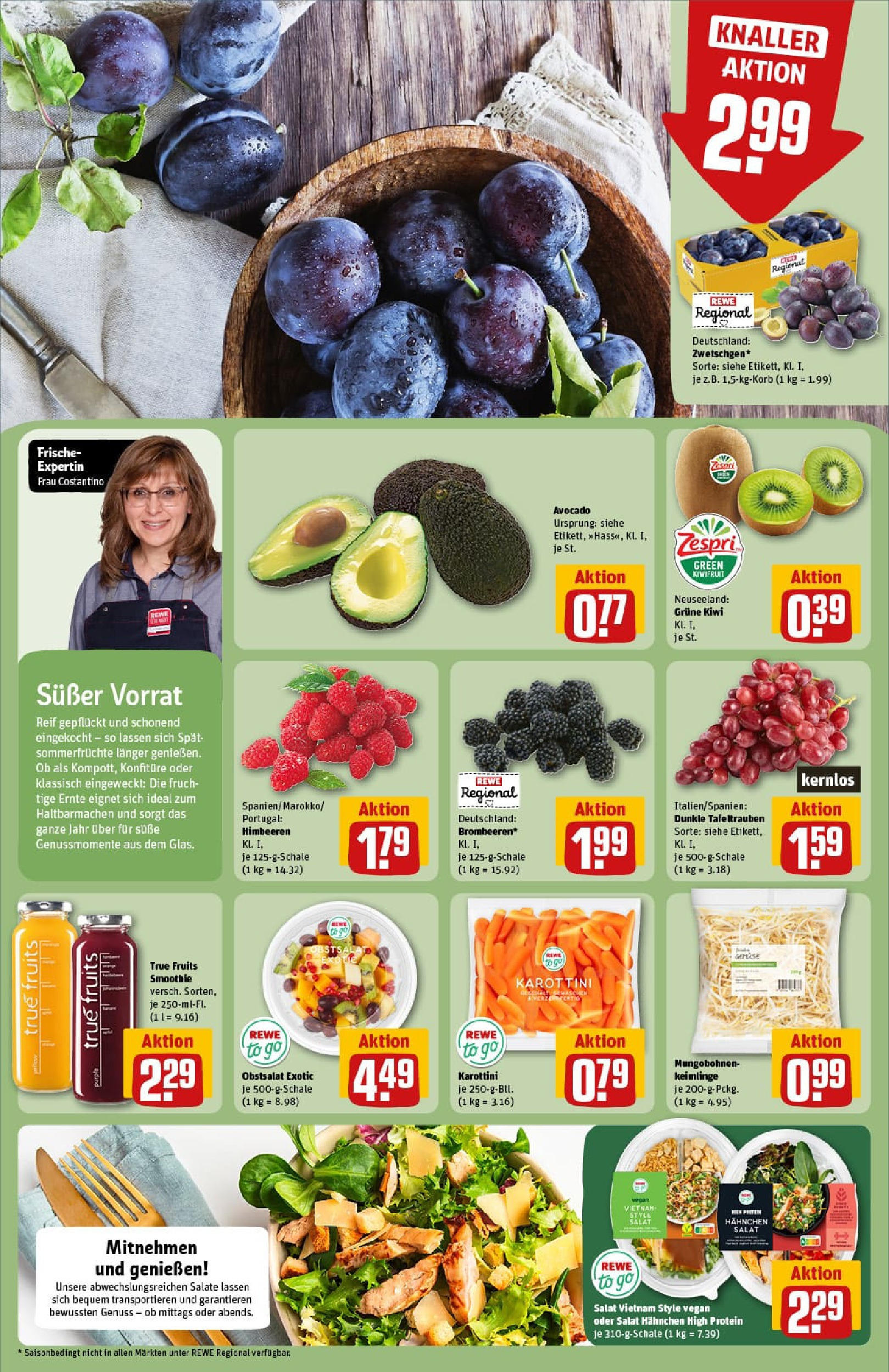 REWE Prospekt ab 27.07.2025 zum Blättern » Angebote | Seite: 8 | Produkte: Himbeeren, Hahnchen, Avocado, Kiwi REWE Prospekt ab 27.07.2025 zum Blättern » Angebote | Seite: 8 | Produkte: Himbeeren, Hahnchen, Avocado, Kiwi