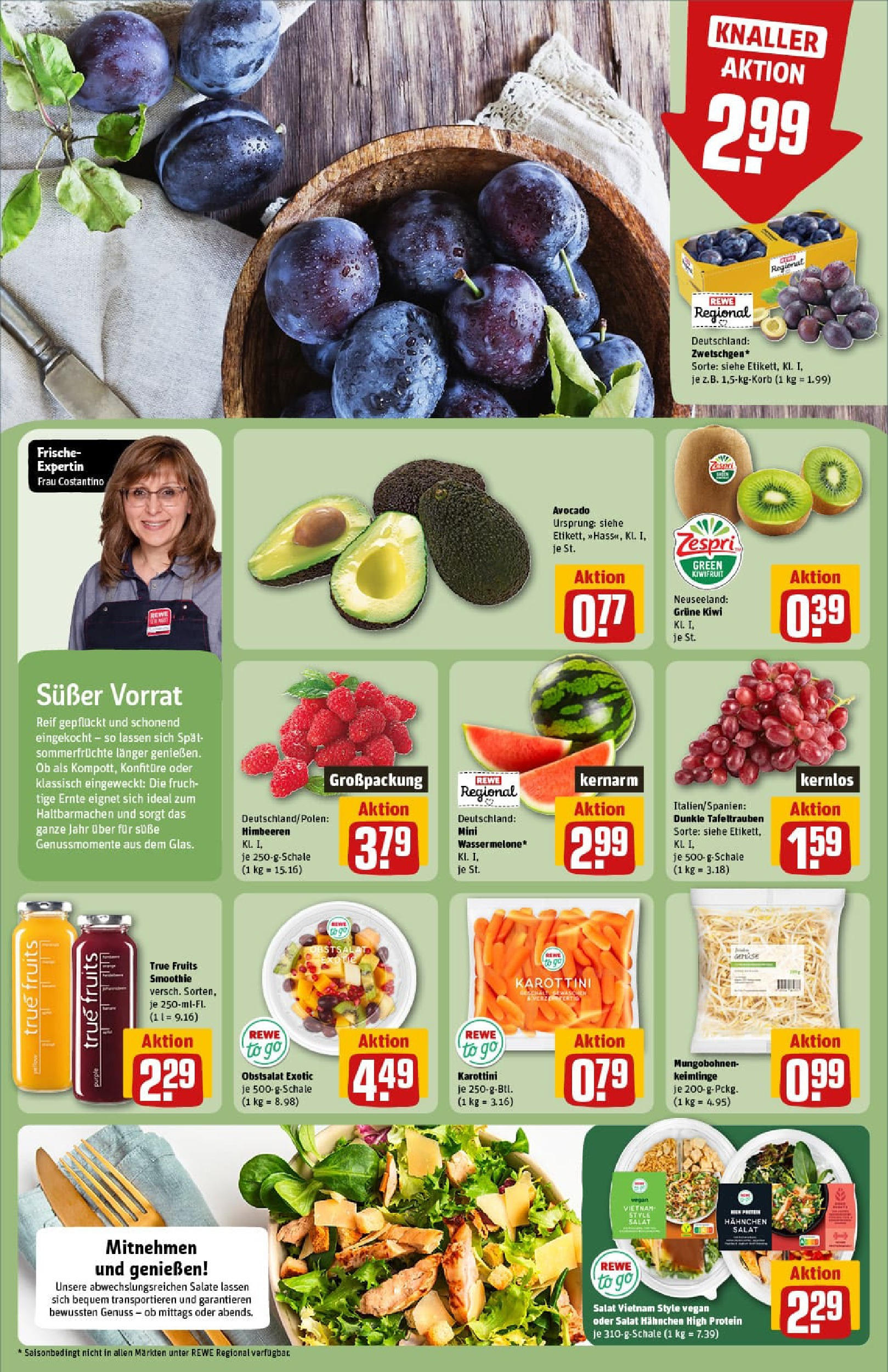 REWE Prospekt ab 27.07.2025 zum Blättern » Angebote | Seite: 8 | Produkte: Himbeeren, Hahnchen, Gemüse, Kiwi REWE Prospekt ab 27.07.2025 zum Blättern » Angebote | Seite: 8 | Produkte: Himbeeren, Hahnchen, Gemüse, Kiwi