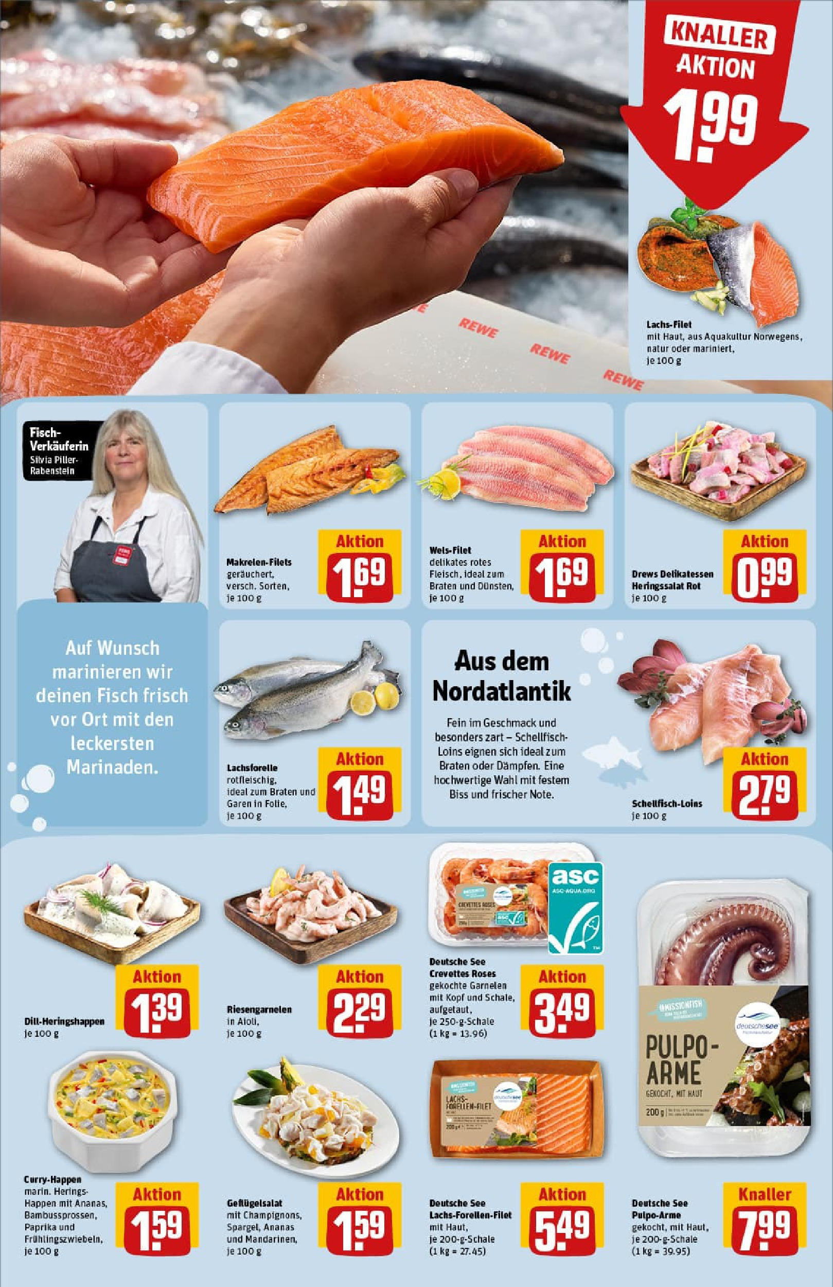 REWE Prospekt ab 27.07.2025 zum Blättern » Angebote | Seite: 18 | Produkte: Ananas, Garnelen, Fisch, Paprika