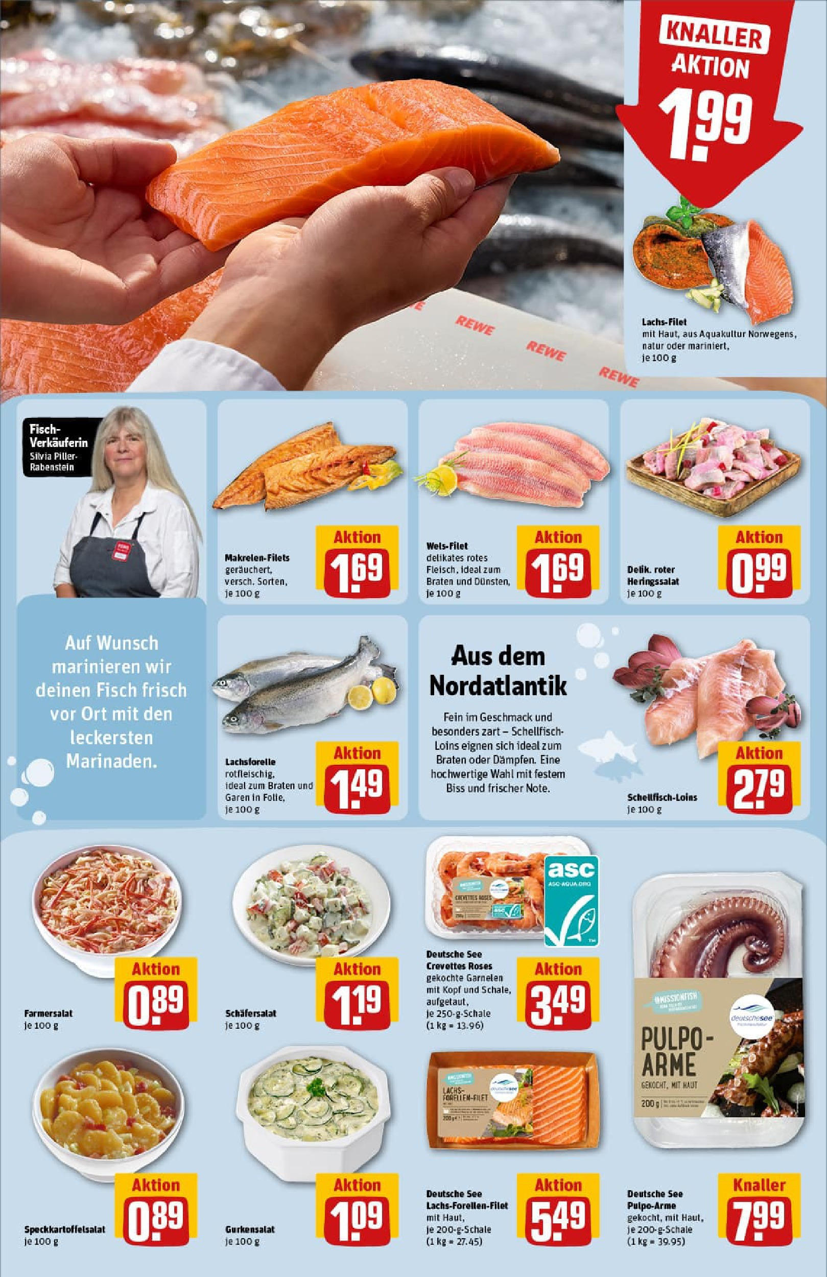 REWE Prospekt ab 27.07.2025 zum Blättern » Angebote | Seite: 16 | Produkte: Garnelen, Fisch, Lachs, Salat REWE Prospekt ab 27.07.2025 zum Blättern » Angebote | Seite: 16 | Produkte: Garnelen, Fisch, Lachs, Salat