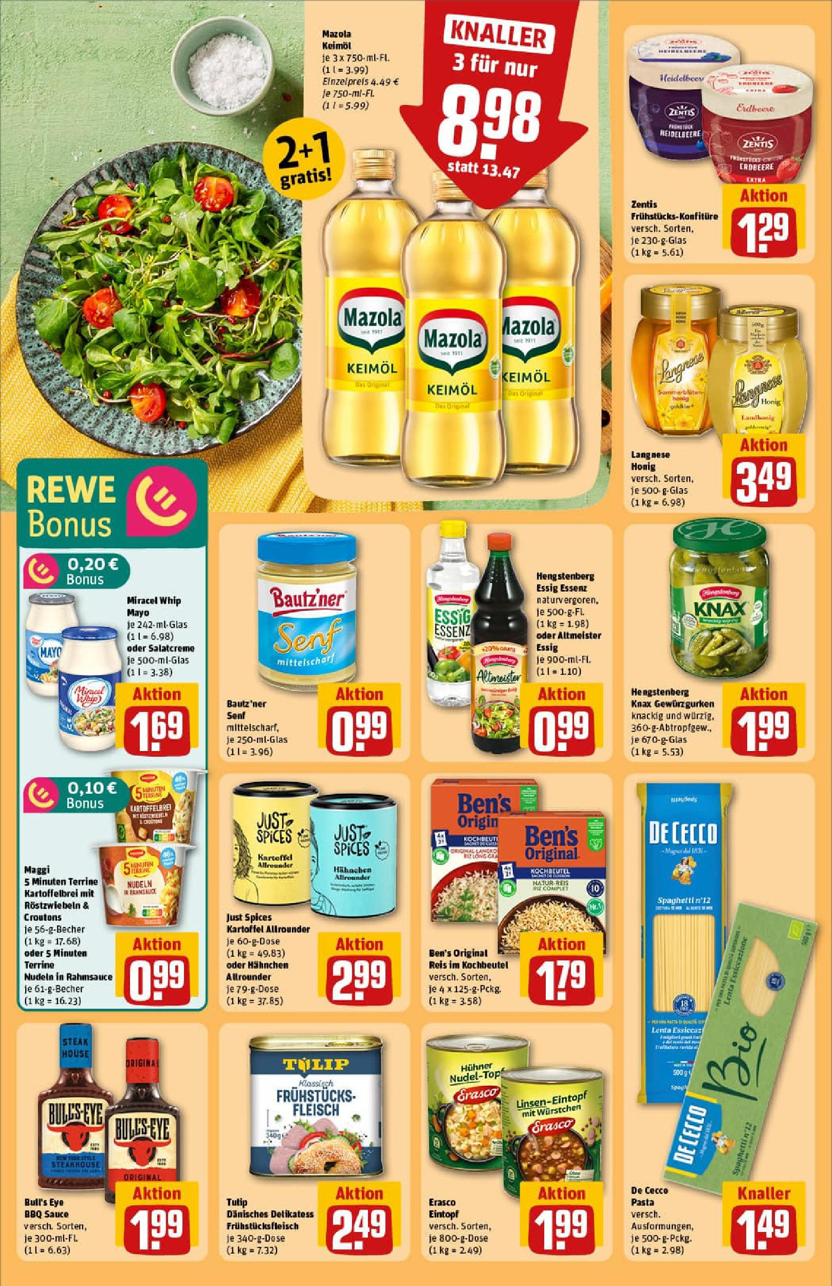 REWE Prospekt ab 27.07.2025 zum Blättern » Angebote | Seite: 22 | Produkte: Essig, Mayonnaise, Nudeln, Fleisch REWE Prospekt ab 27.07.2025 zum Blättern » Angebote | Seite: 22 | Produkte: Essig, Mayonnaise, Nudeln, Fleisch