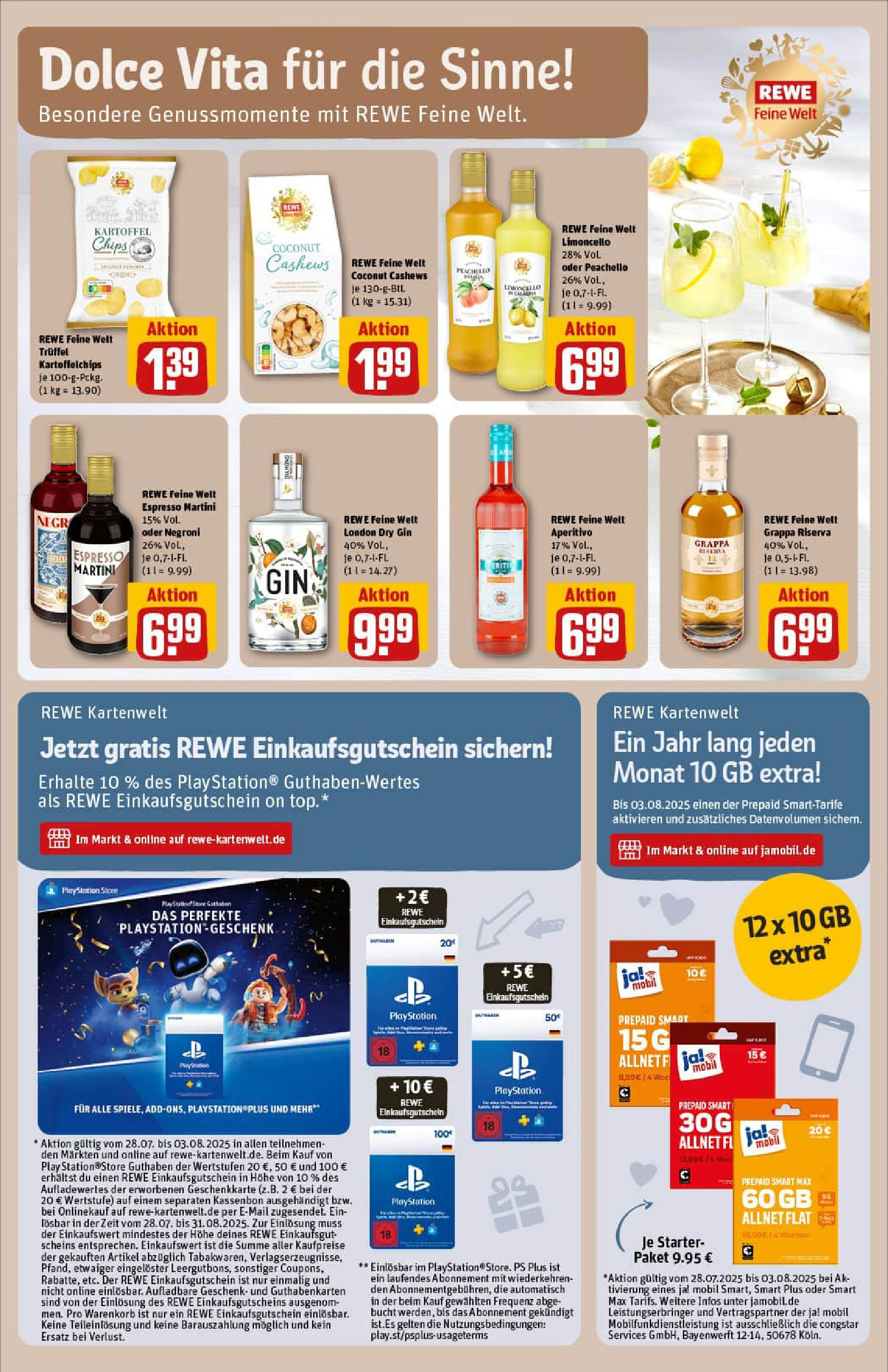 REWE Prospekt ab 27.07.2025 zum Blättern » Angebote | Seite: 29 | Produkte: Martini, Limoncello, Gin, Chips